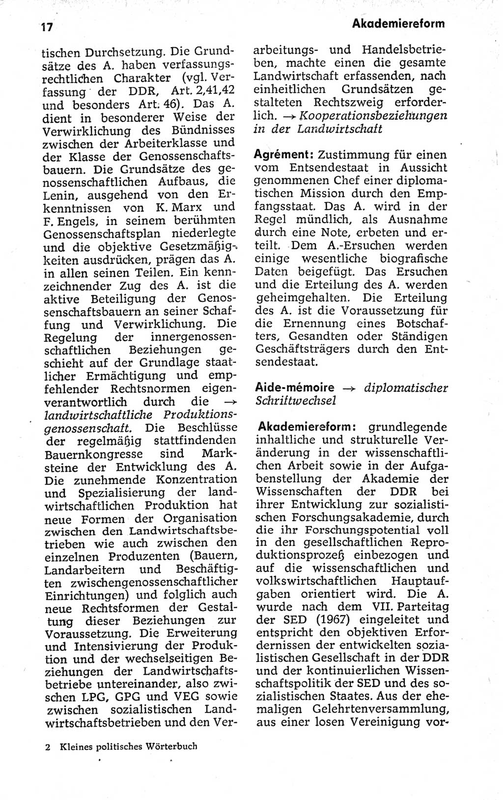 Kleines politisches Wörterbuch [Deutsche Demokratische Republik (DDR)] 1973, Seite 17 (Kl. pol. Wb. DDR 1973, S. 17)