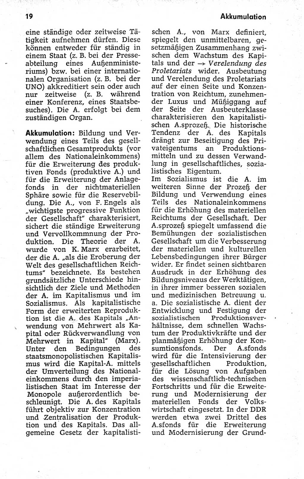 Kleines politisches Wörterbuch [Deutsche Demokratische Republik (DDR)] 1973, Seite 19 (Kl. pol. Wb. DDR 1973, S. 19)