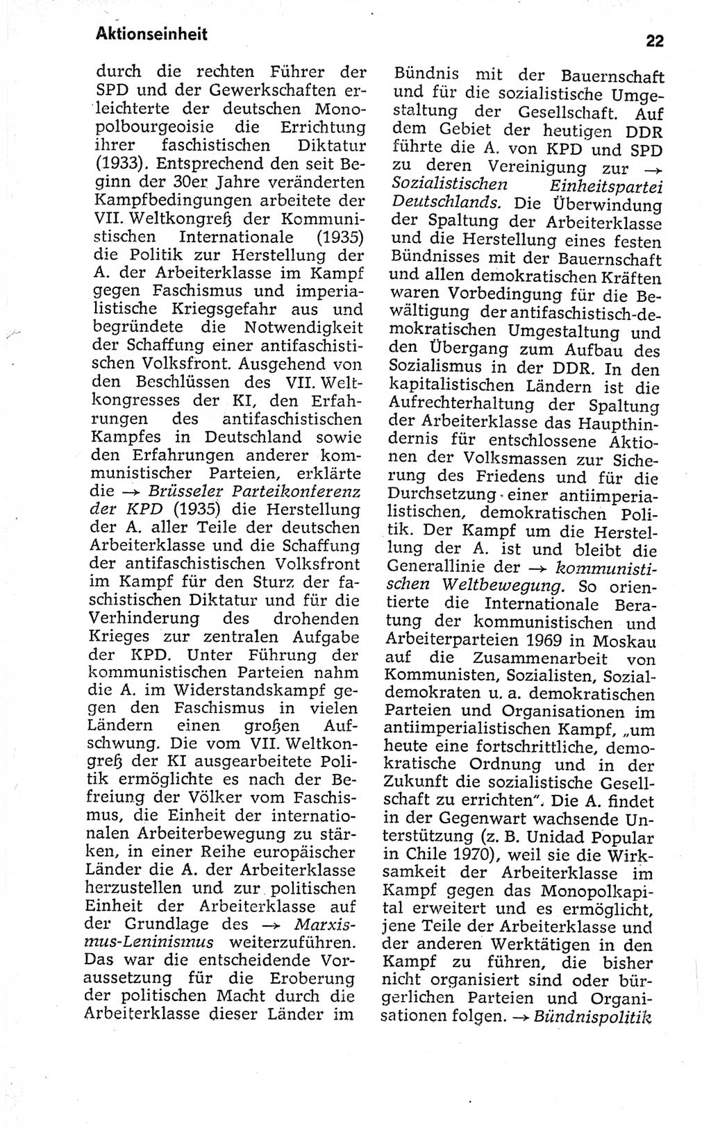 Kleines politisches Wörterbuch [Deutsche Demokratische Republik (DDR)] 1973, Seite 22 (Kl. pol. Wb. DDR 1973, S. 22)