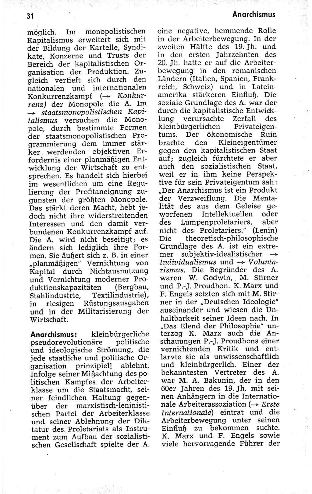Kleines politisches Wörterbuch [Deutsche Demokratische Republik (DDR)] 1973, Seite 31 (Kl. pol. Wb. DDR 1973, S. 31)