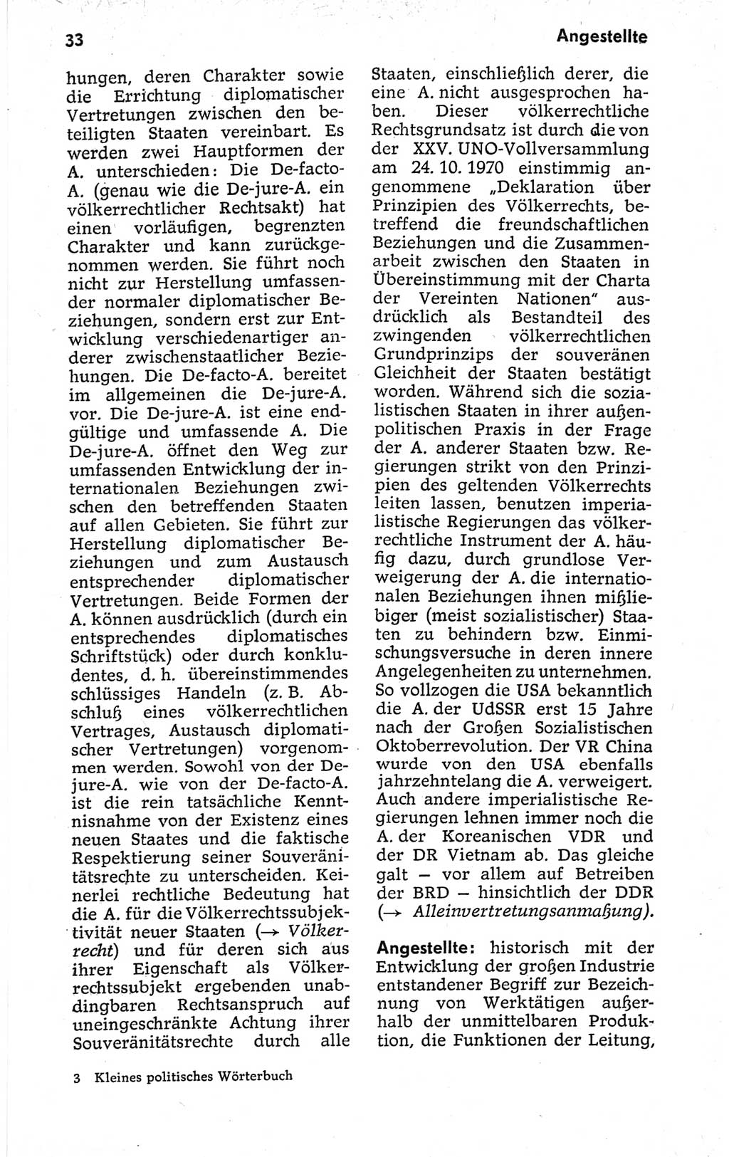 Kleines politisches Wörterbuch [Deutsche Demokratische Republik (DDR)] 1973, Seite 33 (Kl. pol. Wb. DDR 1973, S. 33)