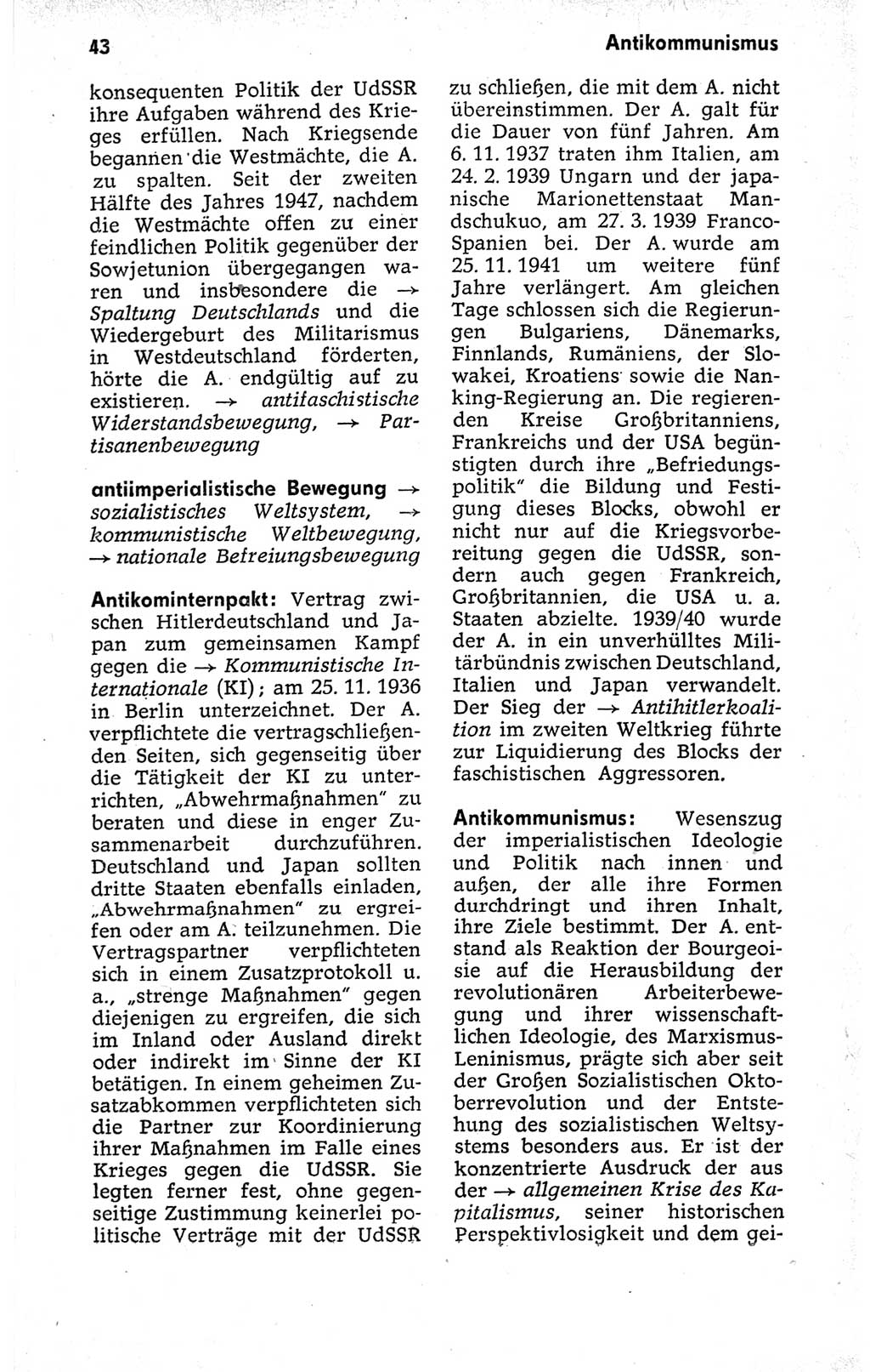 Kleines politisches Wörterbuch [Deutsche Demokratische Republik (DDR)] 1973, Seite 43 (Kl. pol. Wb. DDR 1973, S. 43)