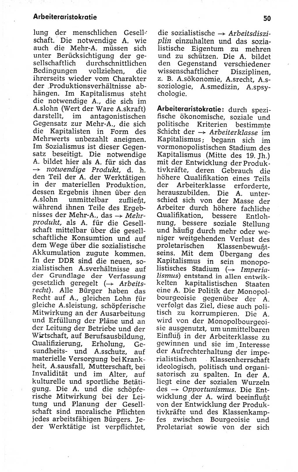 Kleines politisches Wörterbuch [Deutsche Demokratische Republik (DDR)] 1973, Seite 50 (Kl. pol. Wb. DDR 1973, S. 50)