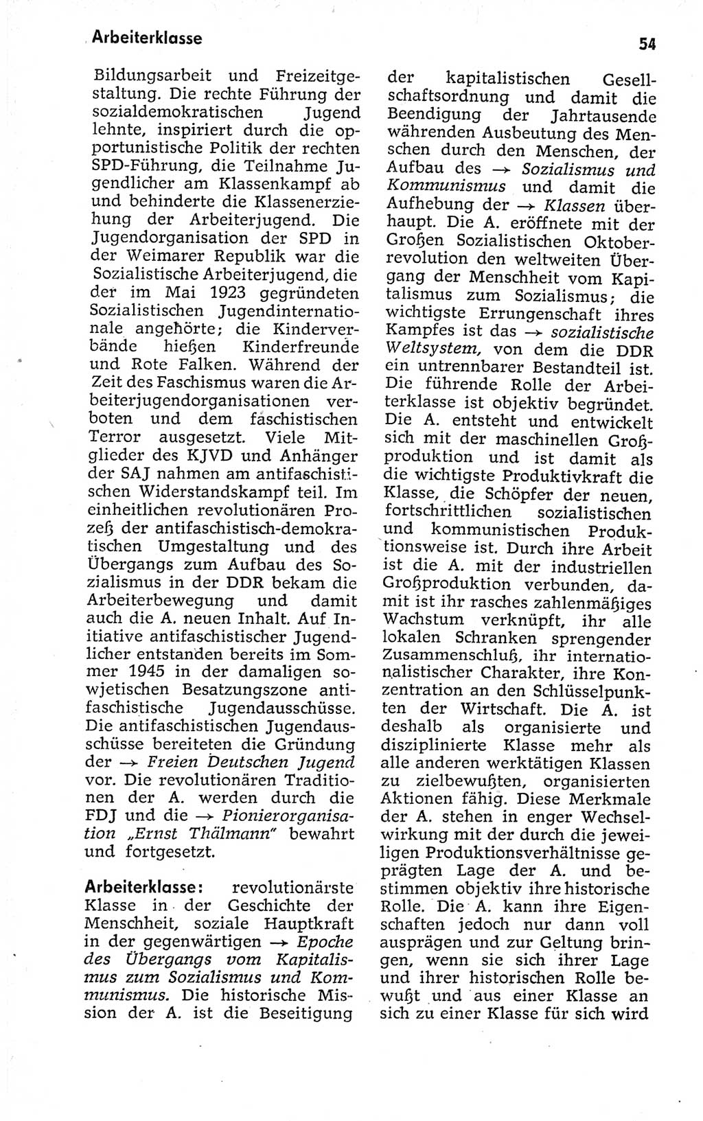 Kleines politisches Wörterbuch [Deutsche Demokratische Republik (DDR)] 1973, Seite 54 (Kl. pol. Wb. DDR 1973, S. 54)