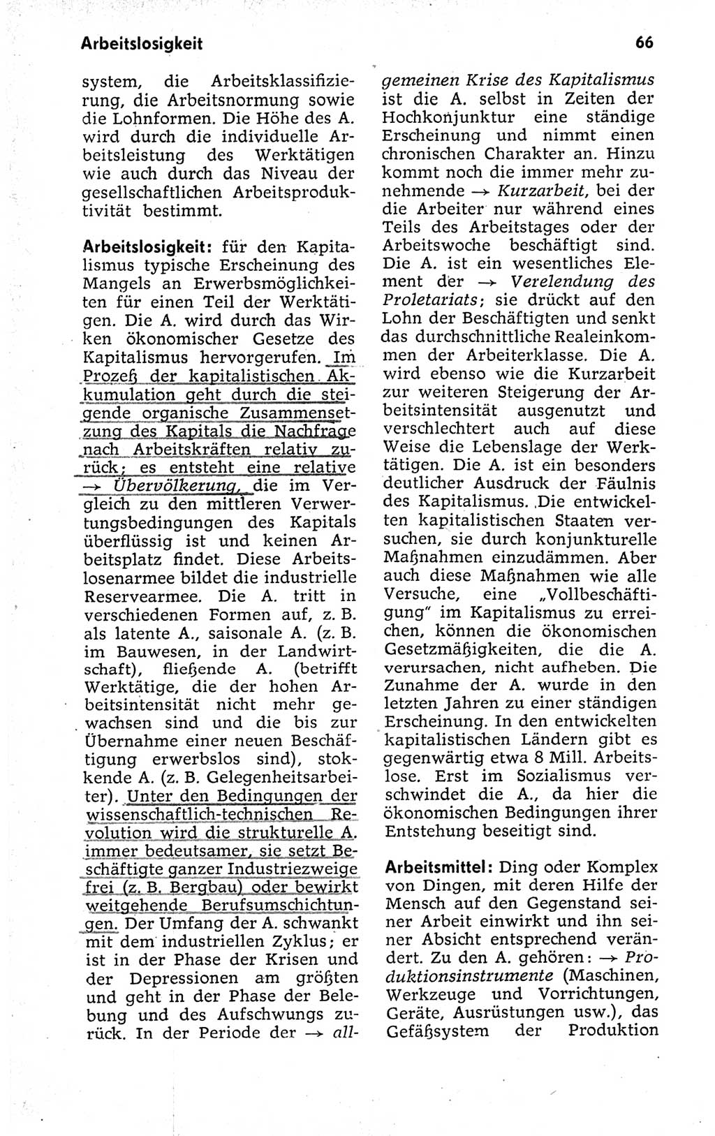 Kleines politisches Wörterbuch [Deutsche Demokratische Republik (DDR)] 1973, Seite 66 (Kl. pol. Wb. DDR 1973, S. 66)