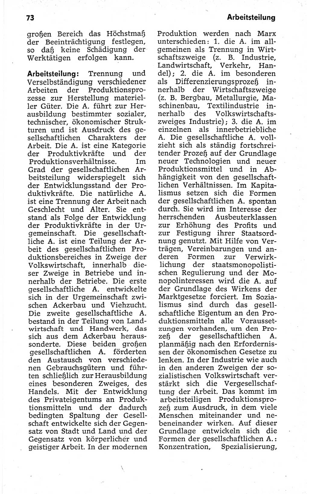 Kleines politisches Wörterbuch [Deutsche Demokratische Republik (DDR)] 1973, Seite 73 (Kl. pol. Wb. DDR 1973, S. 73)