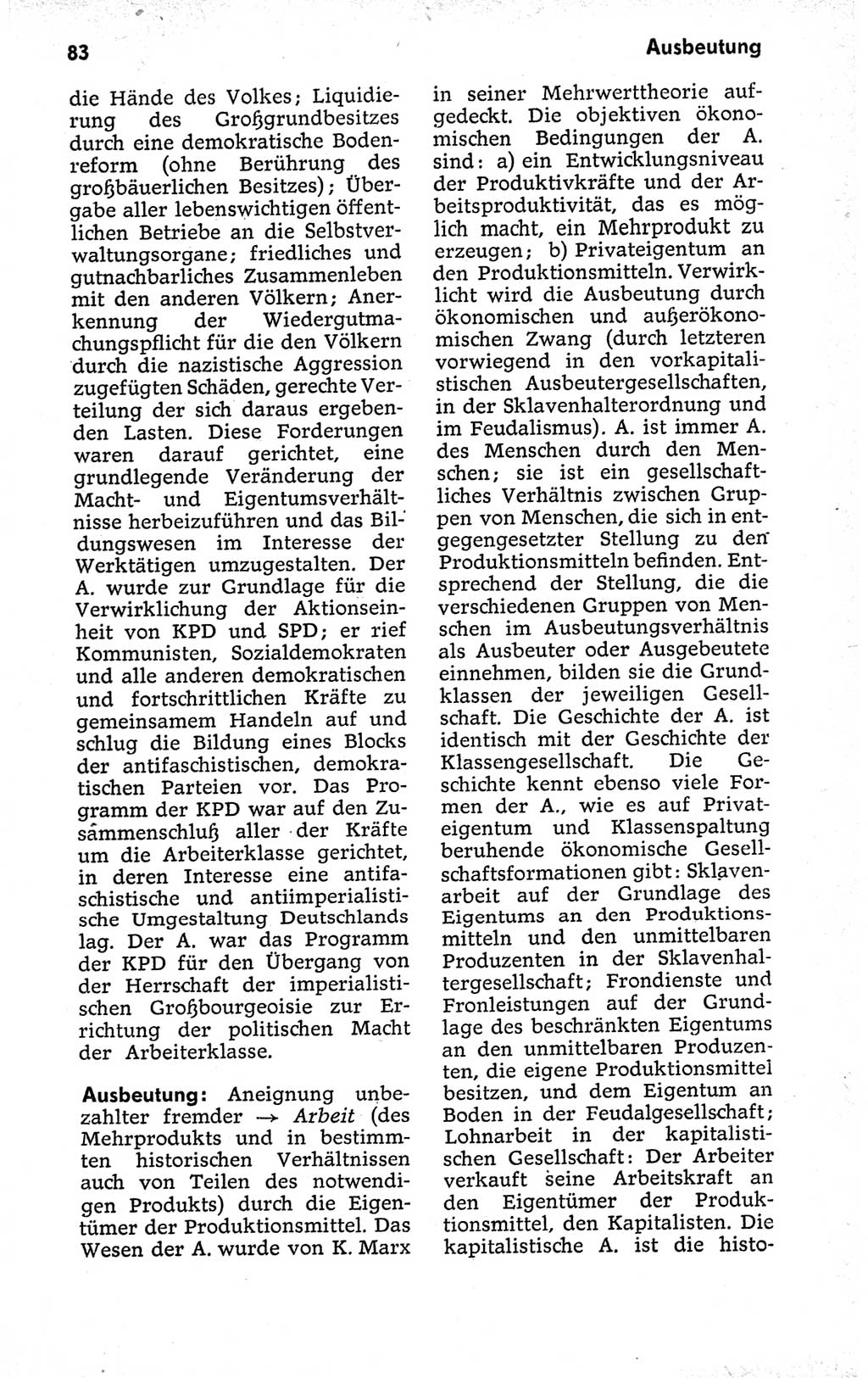 Kleines politisches Wörterbuch [Deutsche Demokratische Republik (DDR)] 1973, Seite 83 (Kl. pol. Wb. DDR 1973, S. 83)