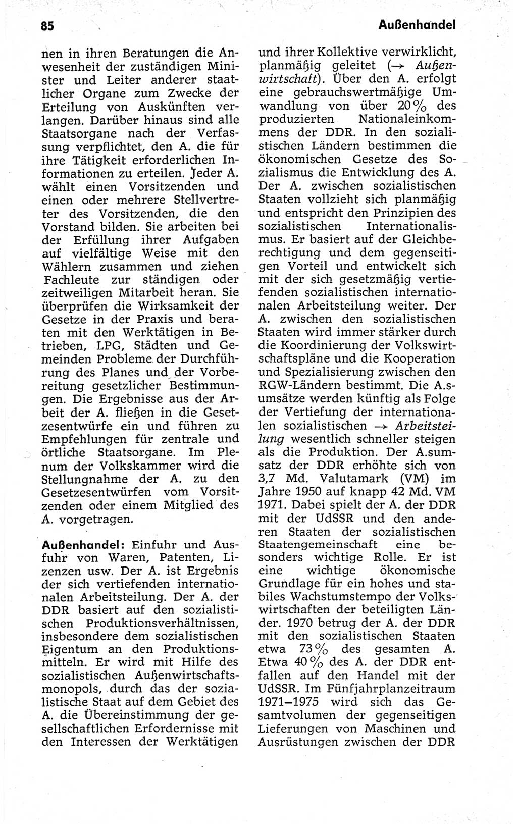 Kleines politisches Wörterbuch [Deutsche Demokratische Republik (DDR)] 1973, Seite 85 (Kl. pol. Wb. DDR 1973, S. 85)