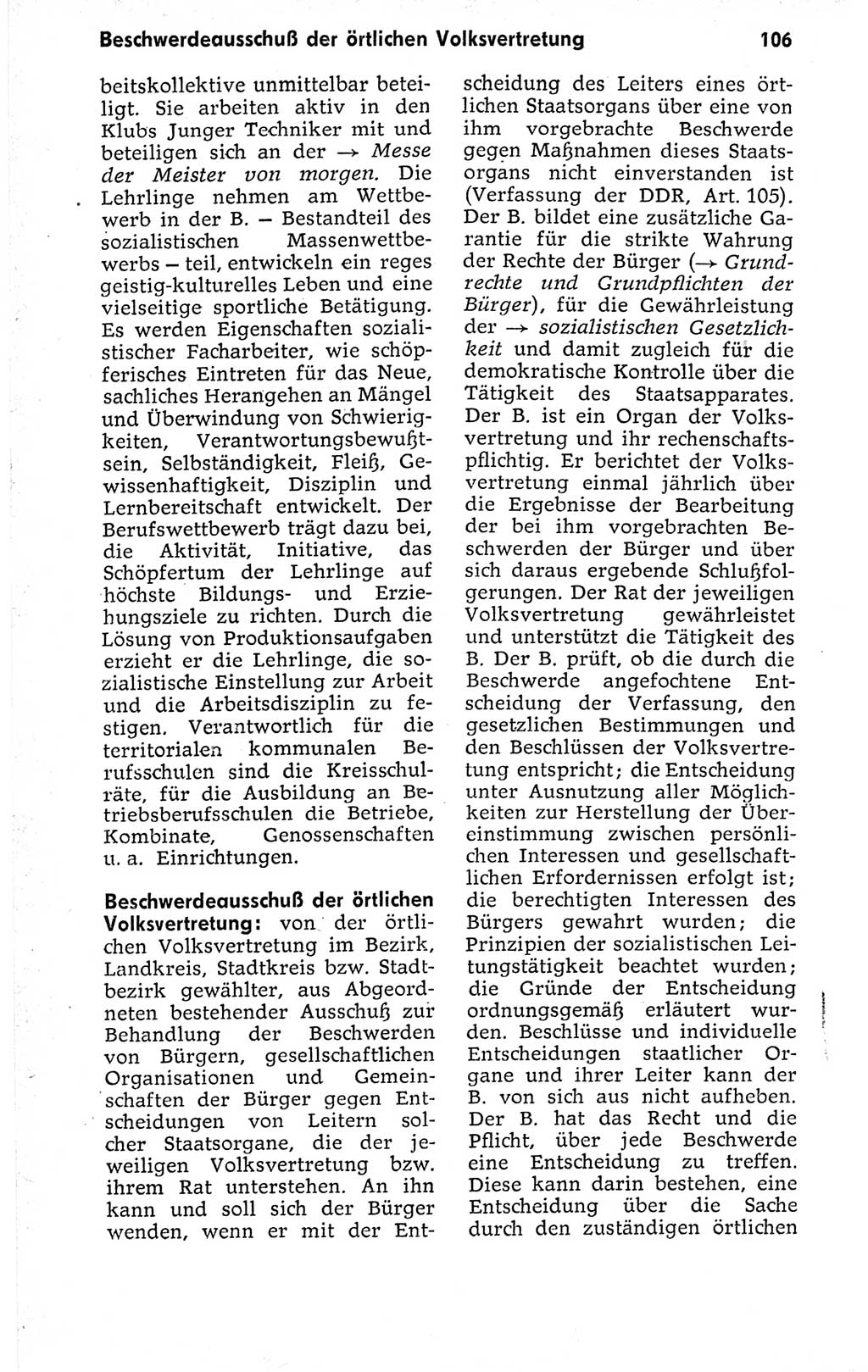 Kleines politisches Wörterbuch [Deutsche Demokratische Republik (DDR)] 1973, Seite 106 (Kl. pol. Wb. DDR 1973, S. 106)