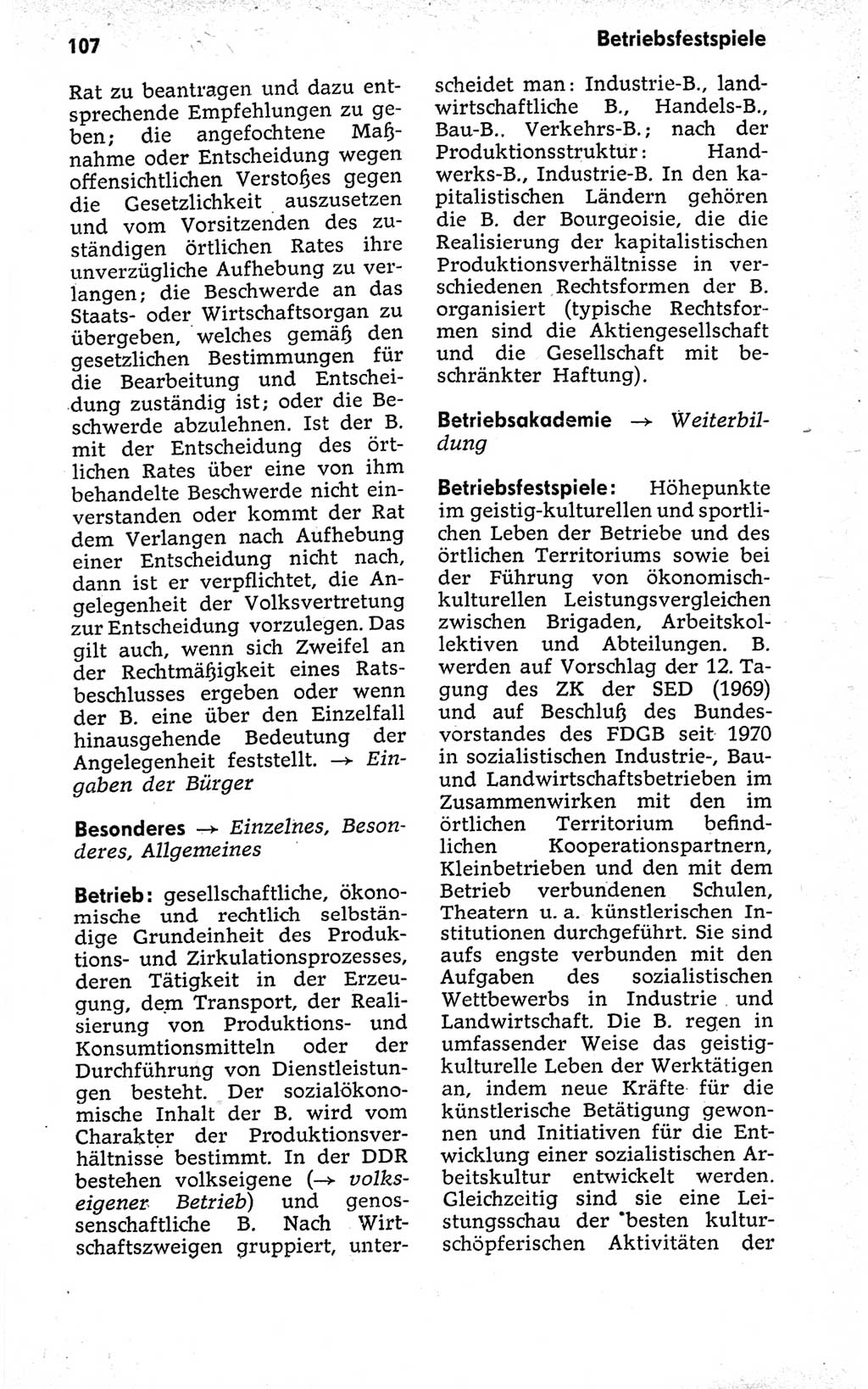 Kleines politisches Wörterbuch [Deutsche Demokratische Republik (DDR)] 1973, Seite 107 (Kl. pol. Wb. DDR 1973, S. 107)