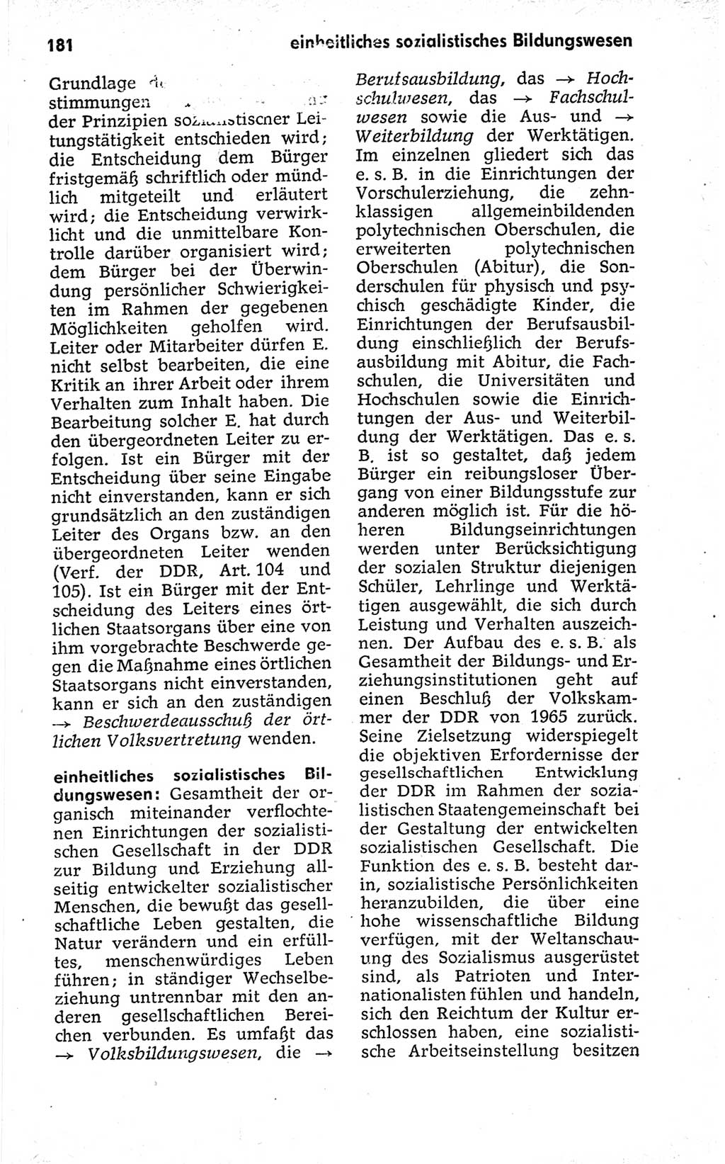 Kleines politisches Wörterbuch [Deutsche Demokratische Republik (DDR)] 1973, Seite 181 (Kl. pol. Wb. DDR 1973, S. 181)