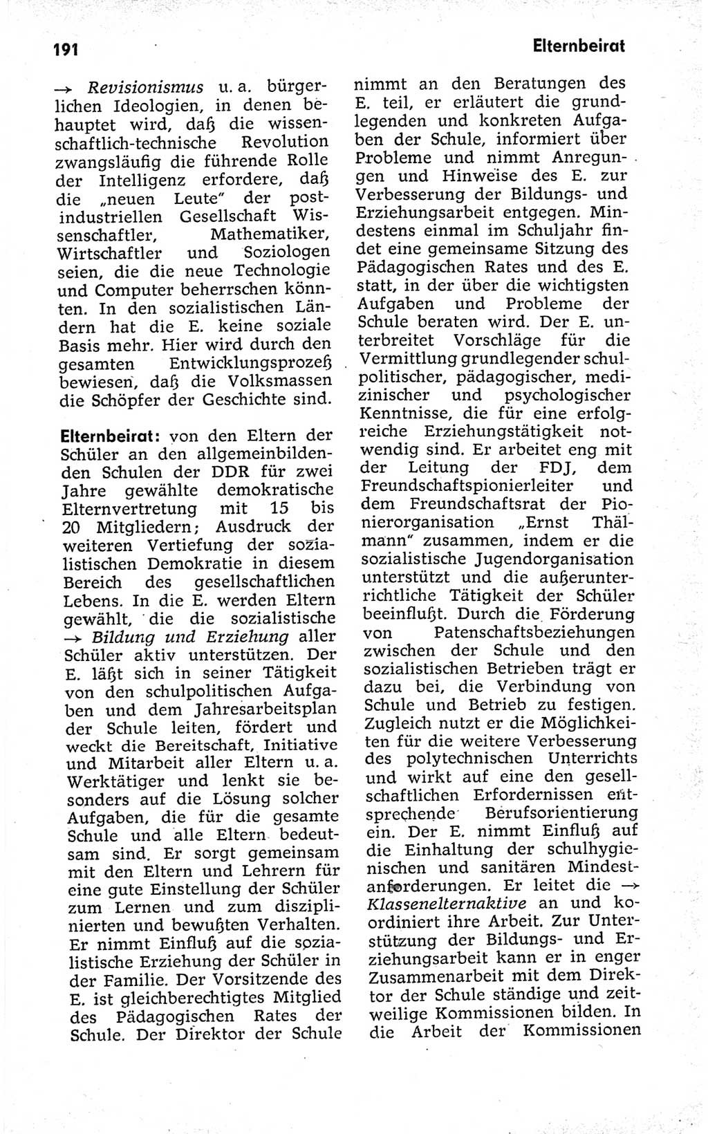 Kleines politisches Wörterbuch [Deutsche Demokratische Republik (DDR)] 1973, Seite 191 (Kl. pol. Wb. DDR 1973, S. 191)