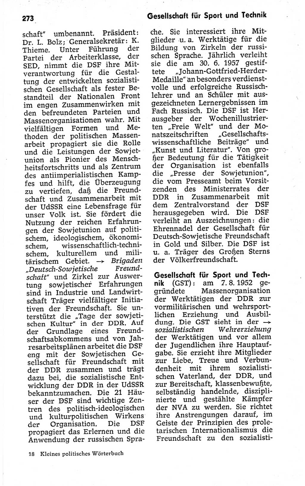 Kleines politisches Wörterbuch [Deutsche Demokratische Republik (DDR)] 1973, Seite 273 (Kl. pol. Wb. DDR 1973, S. 273)