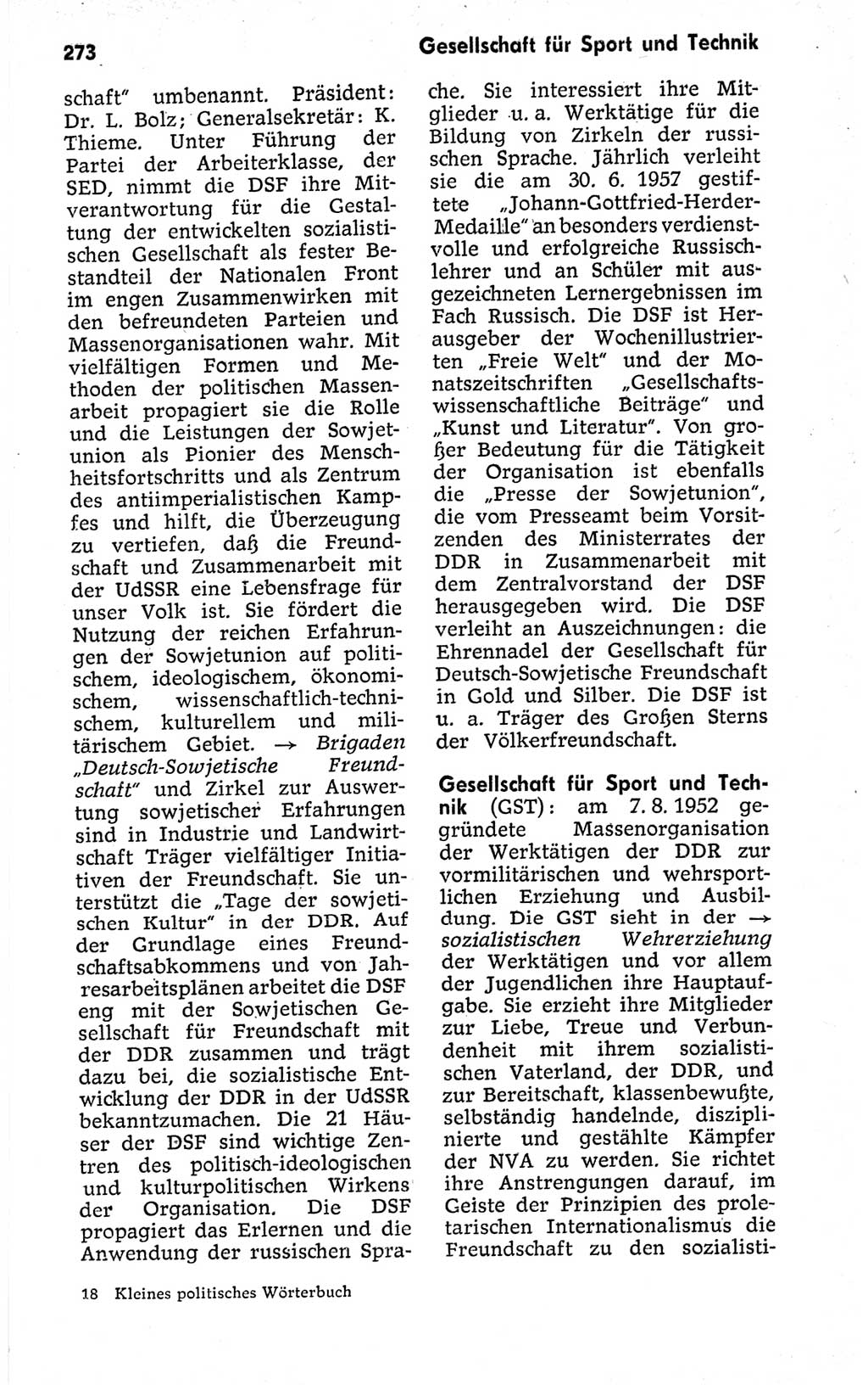 Kleines politisches Wörterbuch [Deutsche Demokratische Republik (DDR)] 1973, Seite 273 (Kl. pol. Wb. DDR 1973, S. 273)