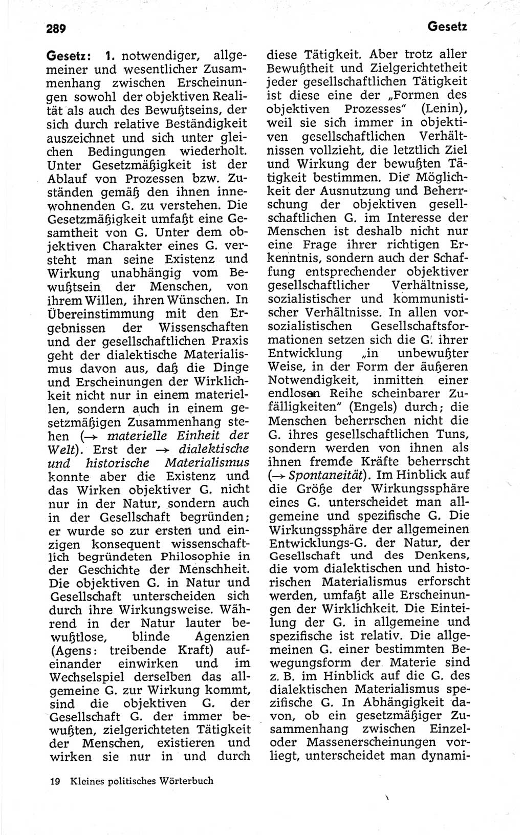 Kleines politisches Wörterbuch [Deutsche Demokratische Republik (DDR)] 1973, Seite 289 (Kl. pol. Wb. DDR 1973, S. 289)