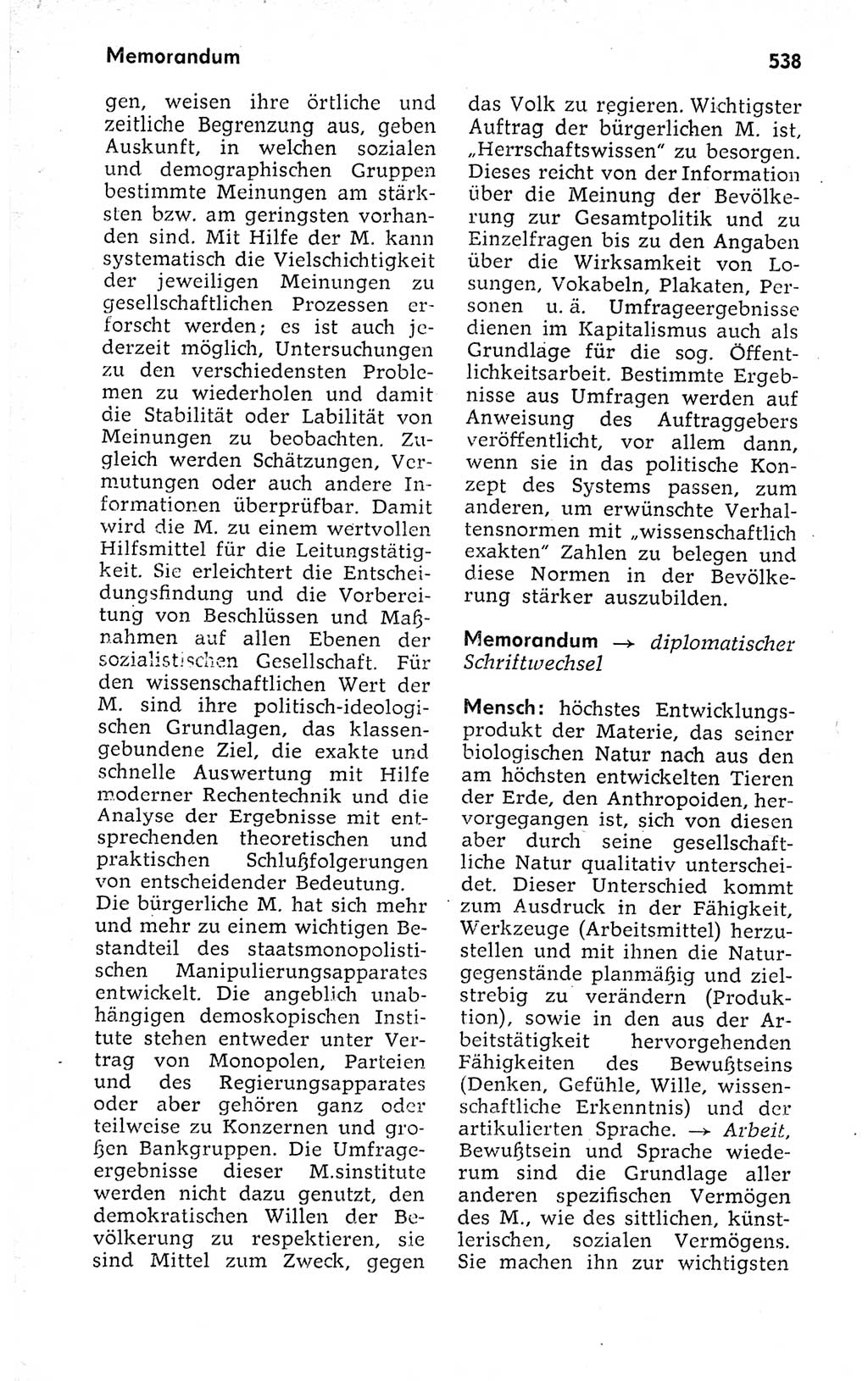 Kleines politisches Wörterbuch [Deutsche Demokratische Republik (DDR)] 1973, Seite 538 (Kl. pol. Wb. DDR 1973, S. 538)