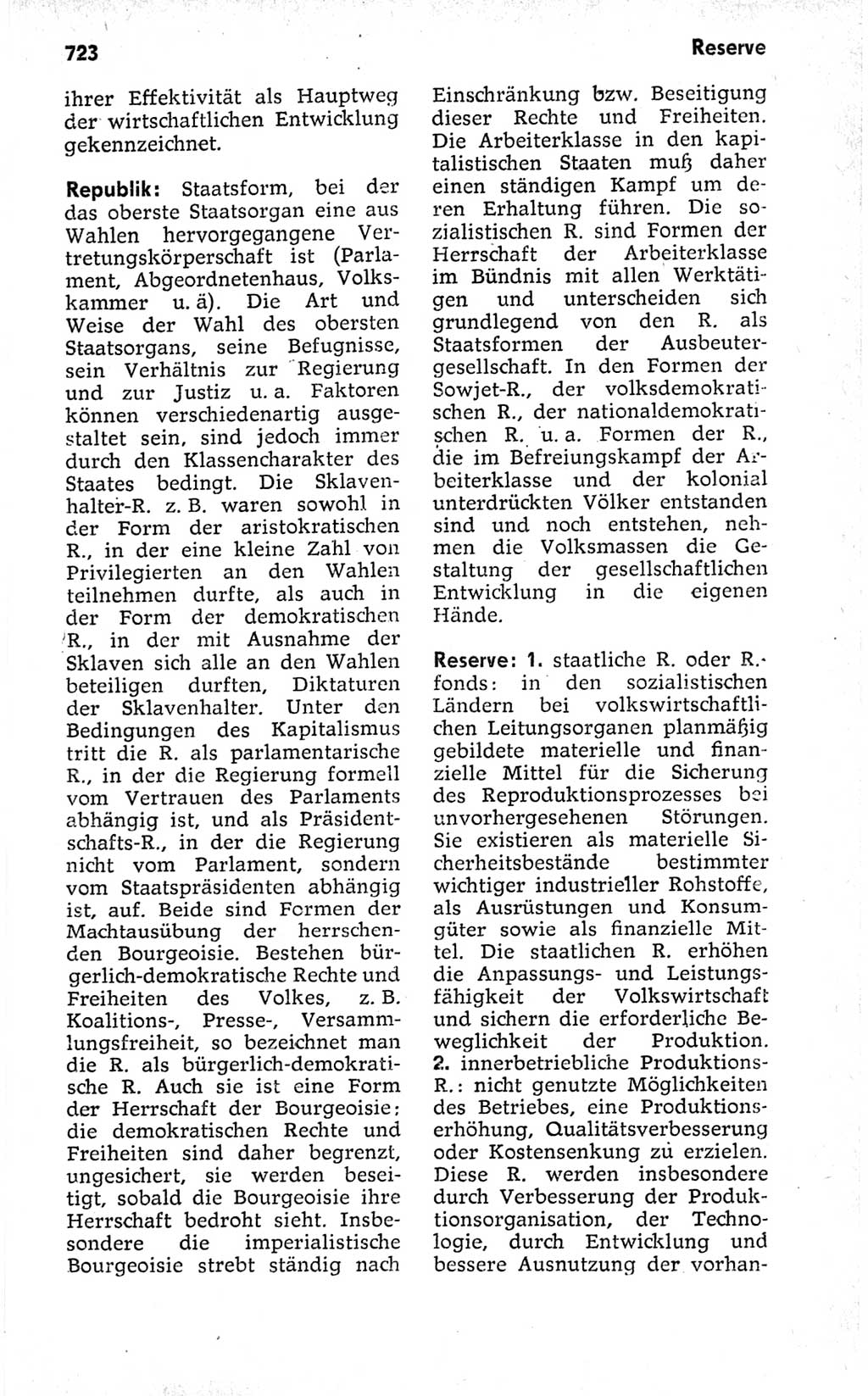Kleines politisches Wörterbuch [Deutsche Demokratische Republik (DDR)] 1973, Seite 723 (Kl. pol. Wb. DDR 1973, S. 723)