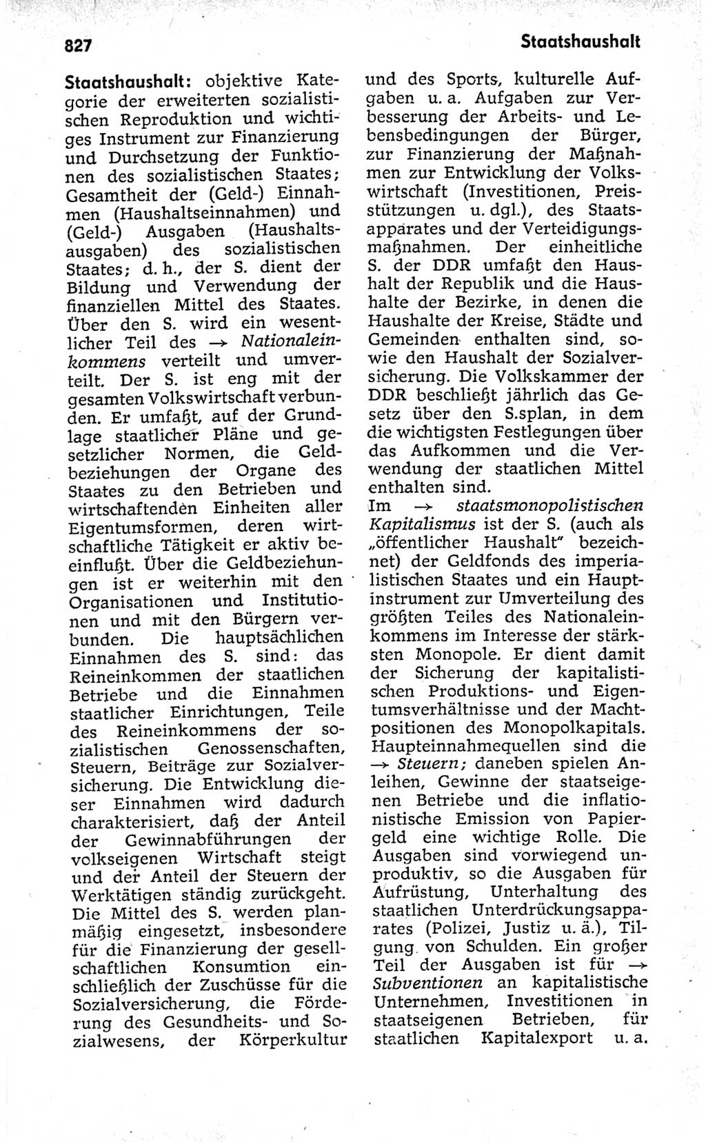 Kleines politisches Wörterbuch [Deutsche Demokratische Republik (DDR)] 1973, Seite 827 (Kl. pol. Wb. DDR 1973, S. 827)