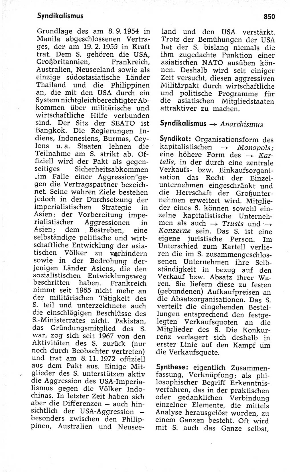 Kleines politisches Wörterbuch [Deutsche Demokratische Republik (DDR)] 1973, Seite 850 (Kl. pol. Wb. DDR 1973, S. 850)