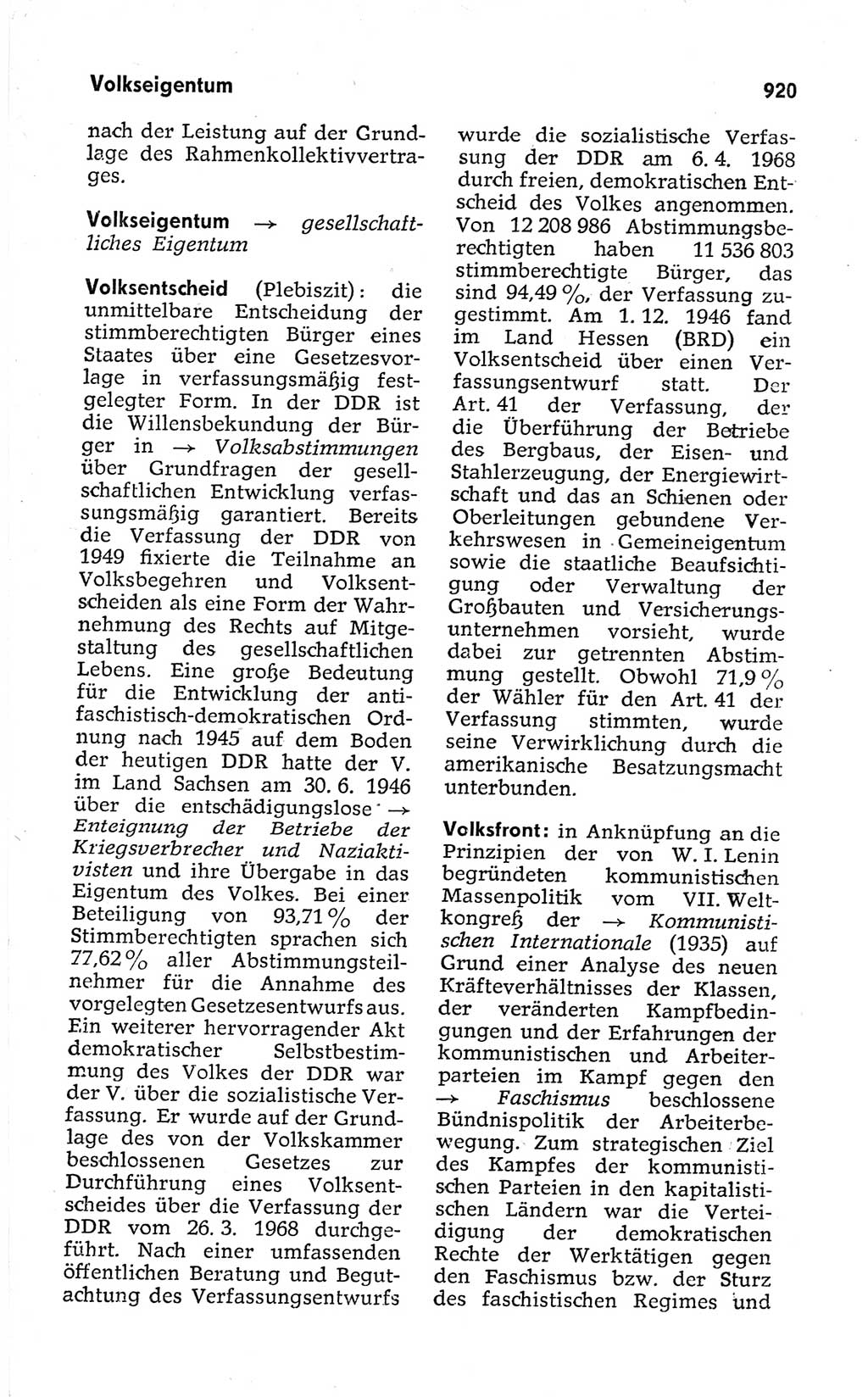 Kleines politisches Wörterbuch [Deutsche Demokratische Republik (DDR)] 1973, Seite 920 (Kl. pol. Wb. DDR 1973, S. 920)