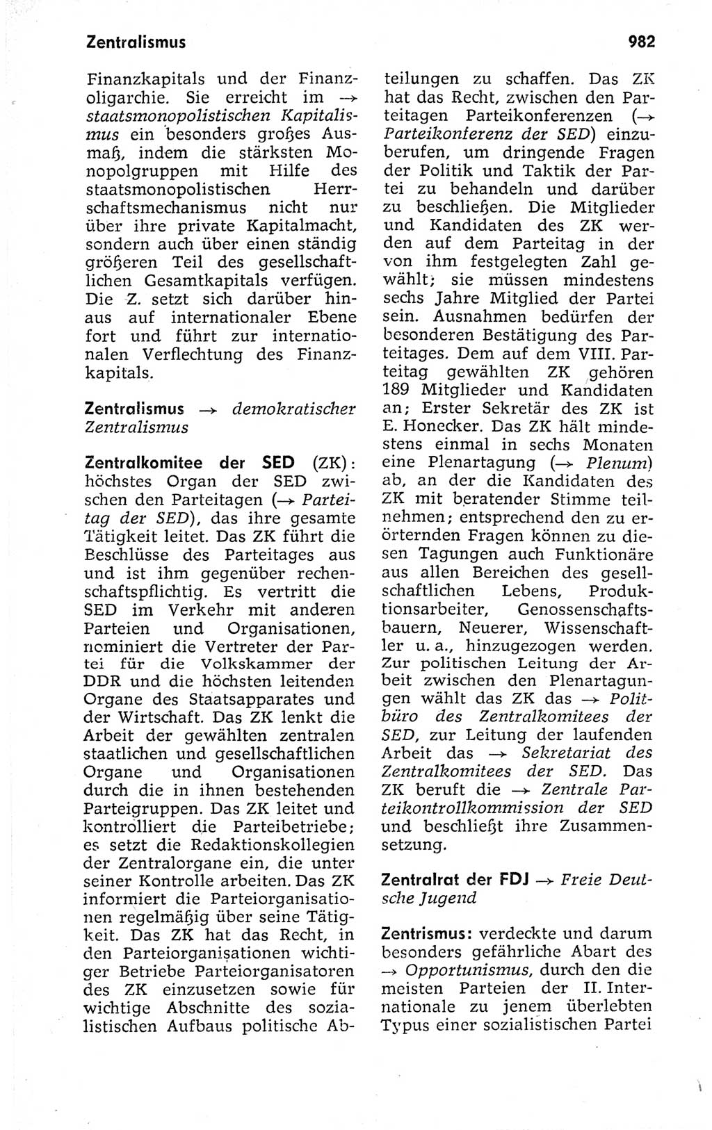 Kleines politisches Wörterbuch [Deutsche Demokratische Republik (DDR)] 1973, Seite 982 (Kl. pol. Wb. DDR 1973, S. 982)