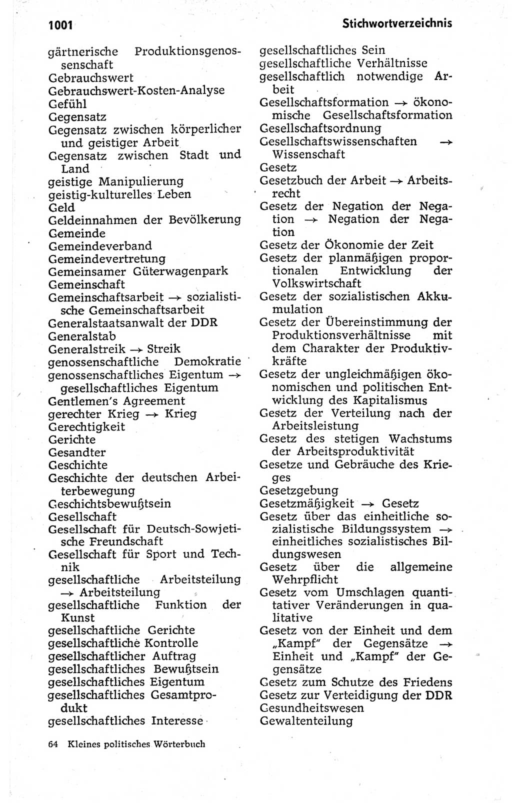 Kleines politisches Wörterbuch [Deutsche Demokratische Republik (DDR)] 1973, Seite 1001 (Kl. pol. Wb. DDR 1973, S. 1001)