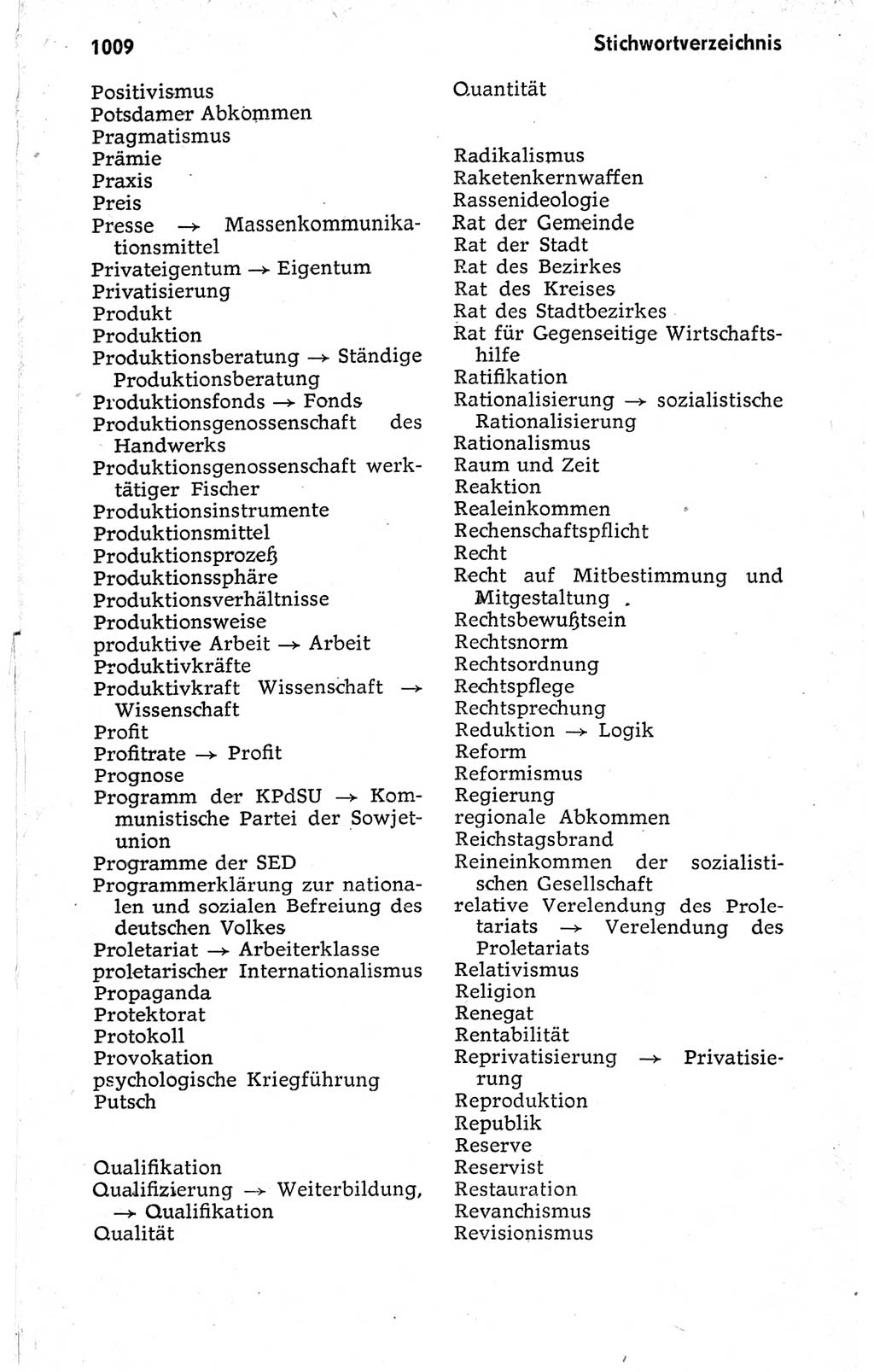 Kleines politisches Wörterbuch [Deutsche Demokratische Republik (DDR)] 1973, Seite 1009 (Kl. pol. Wb. DDR 1973, S. 1009)