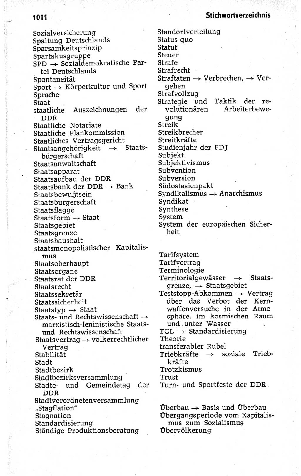 Kleines politisches Wörterbuch [Deutsche Demokratische Republik (DDR)] 1973, Seite 1011 (Kl. pol. Wb. DDR 1973, S. 1011)