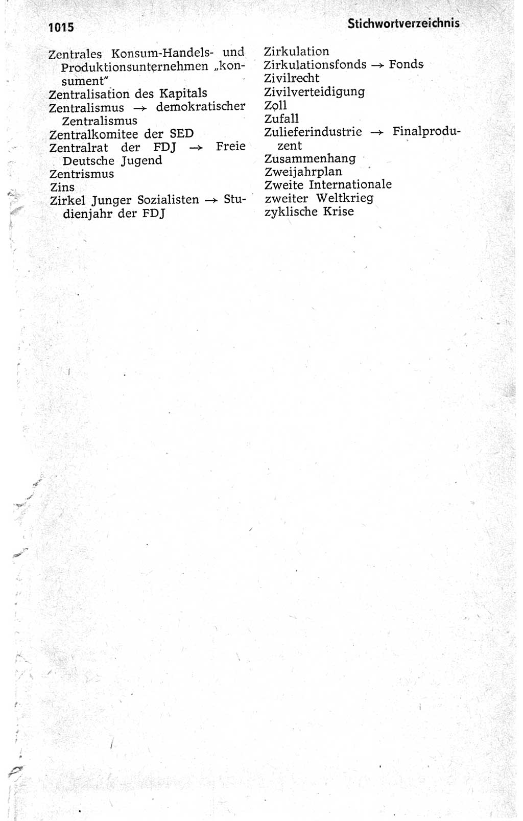 Kleines politisches Wörterbuch [Deutsche Demokratische Republik (DDR)] 1973, Seite 1015 (Kl. pol. Wb. DDR 1973, S. 1015)