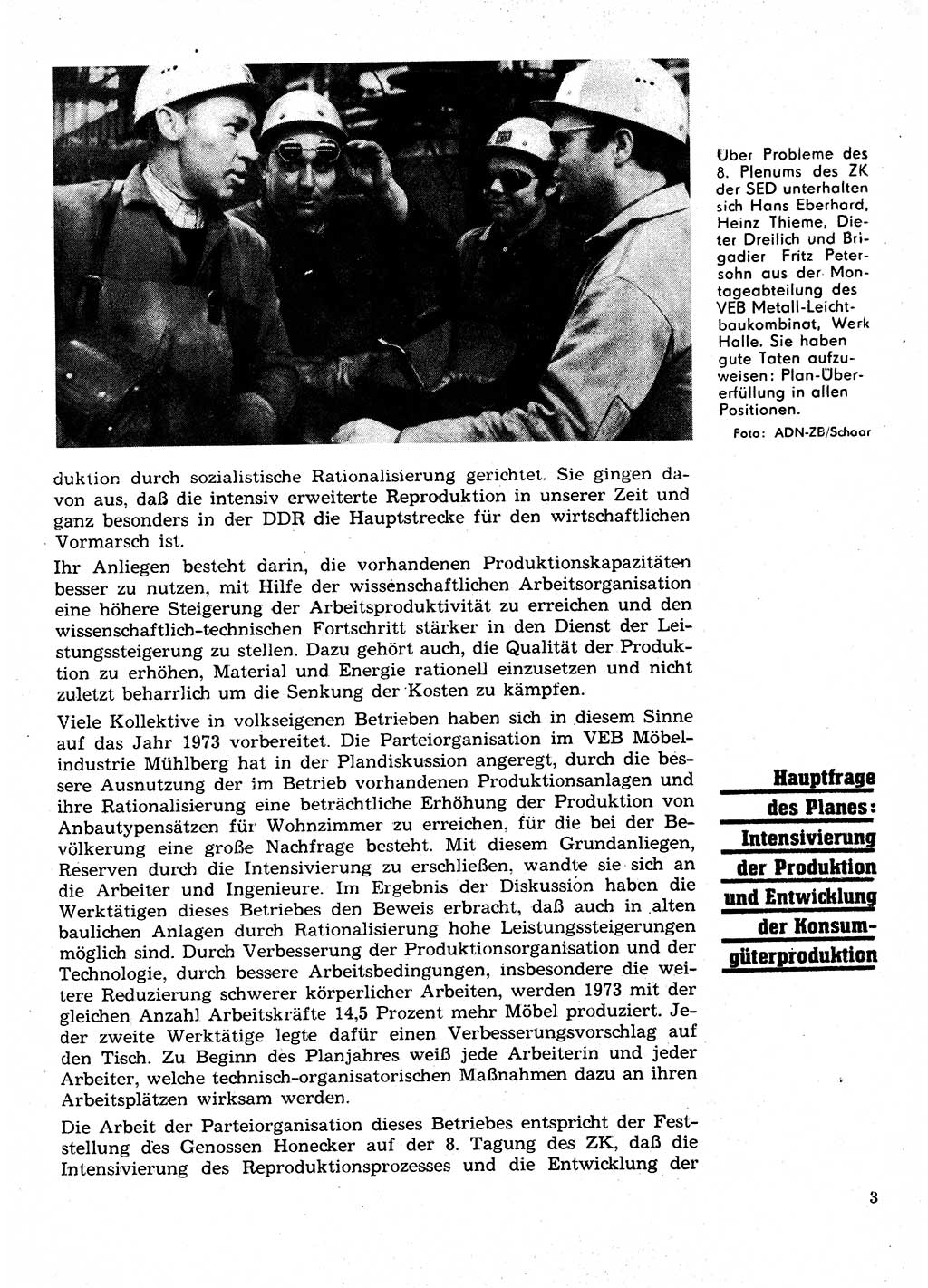 Neuer Weg (NW), Organ des Zentralkomitees (ZK) der SED (Sozialistische Einheitspartei Deutschlands) für Fragen des Parteilebens, 28. Jahrgang [Deutsche Demokratische Republik (DDR)] 1973, Seite 3 (NW ZK SED DDR 1973, S. 3)