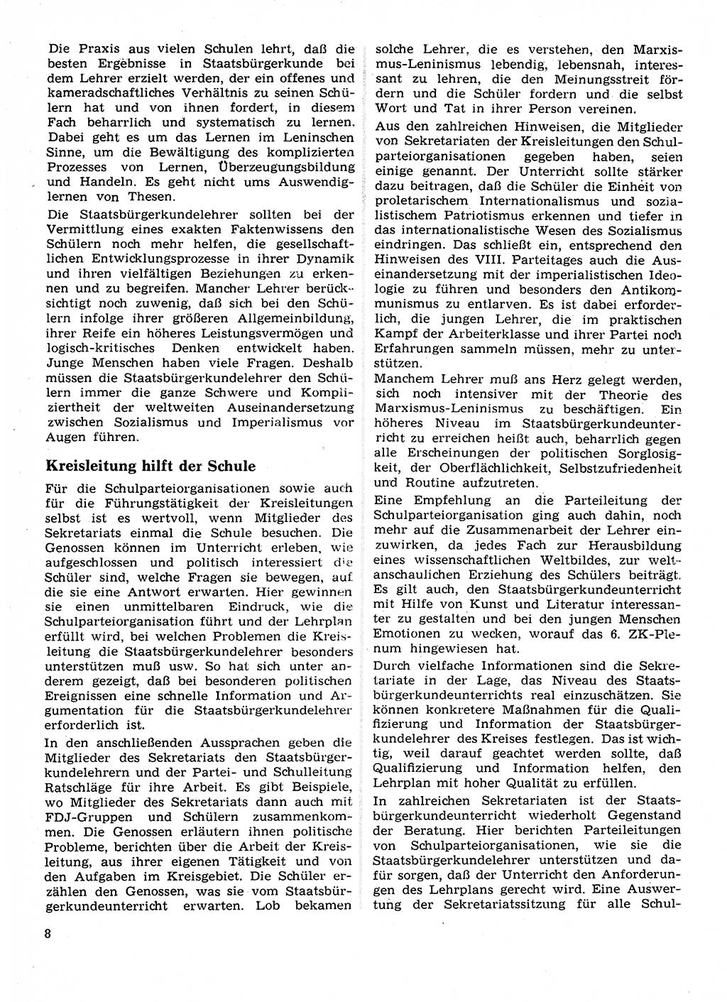 Neuer Weg (NW), Organ des Zentralkomitees (ZK) der SED (Sozialistische Einheitspartei Deutschlands) fÃ¼r Fragen des Parteilebens, 28. Jahrgang [Deutsche Demokratische Republik (DDR)] 1973, Seite 8 (NW ZK SED DDR 1973, S. 8)