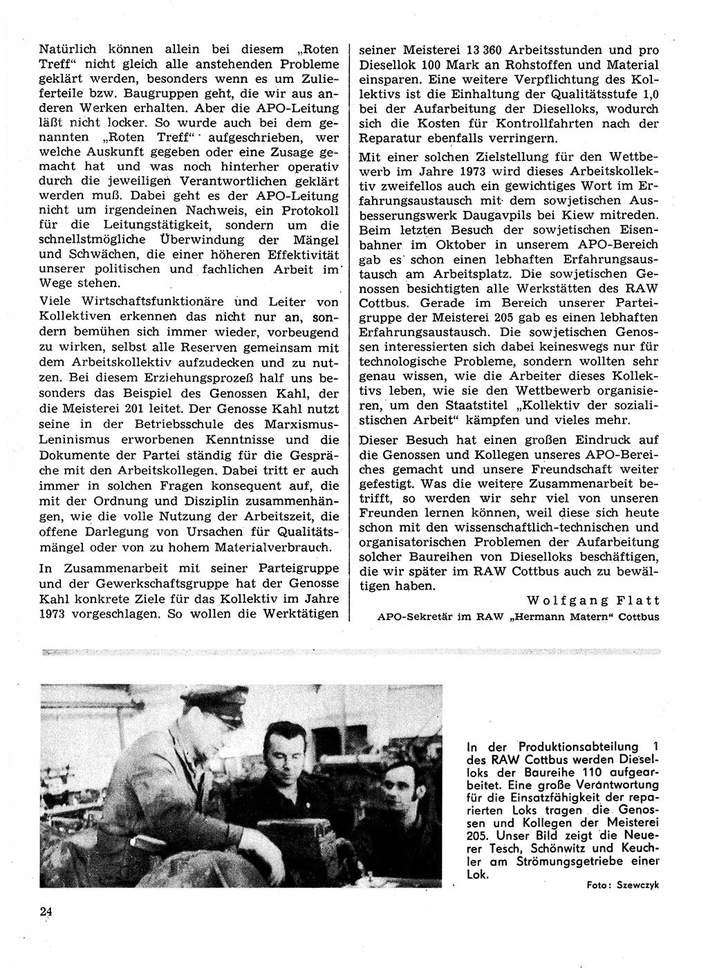 Neuer Weg (NW), Organ des Zentralkomitees (ZK) der SED (Sozialistische Einheitspartei Deutschlands) für Fragen des Parteilebens, 28. Jahrgang [Deutsche Demokratische Republik (DDR)] 1973, Seite 24 (NW ZK SED DDR 1973, S. 24)
