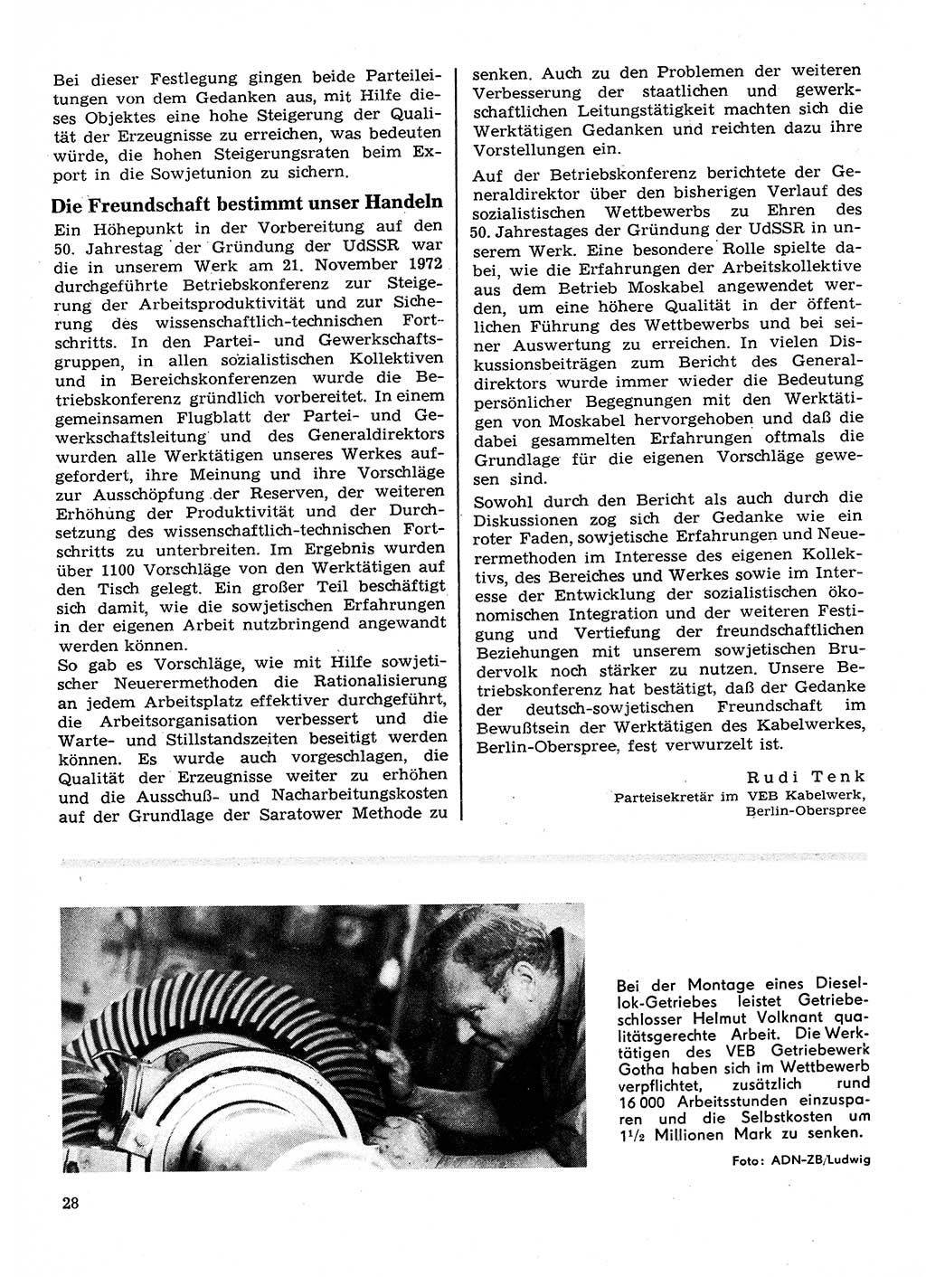 Neuer Weg (NW), Organ des Zentralkomitees (ZK) der SED (Sozialistische Einheitspartei Deutschlands) für Fragen des Parteilebens, 28. Jahrgang [Deutsche Demokratische Republik (DDR)] 1973, Seite 28 (NW ZK SED DDR 1973, S. 28)