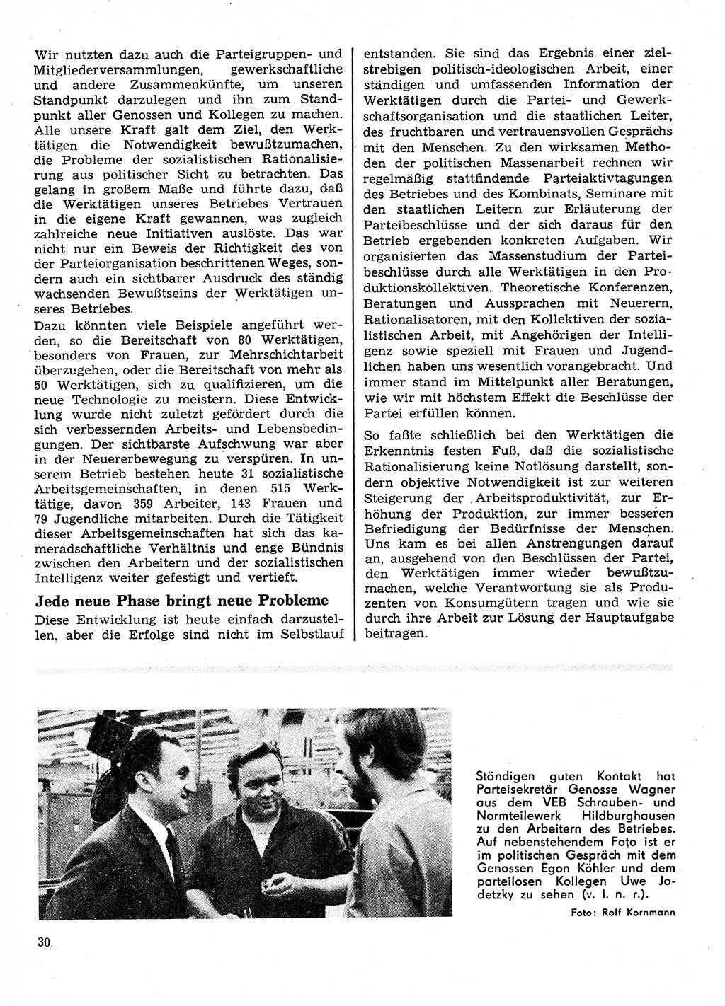 Neuer Weg (NW), Organ des Zentralkomitees (ZK) der SED (Sozialistische Einheitspartei Deutschlands) für Fragen des Parteilebens, 28. Jahrgang [Deutsche Demokratische Republik (DDR)] 1973, Seite 30 (NW ZK SED DDR 1973, S. 30)