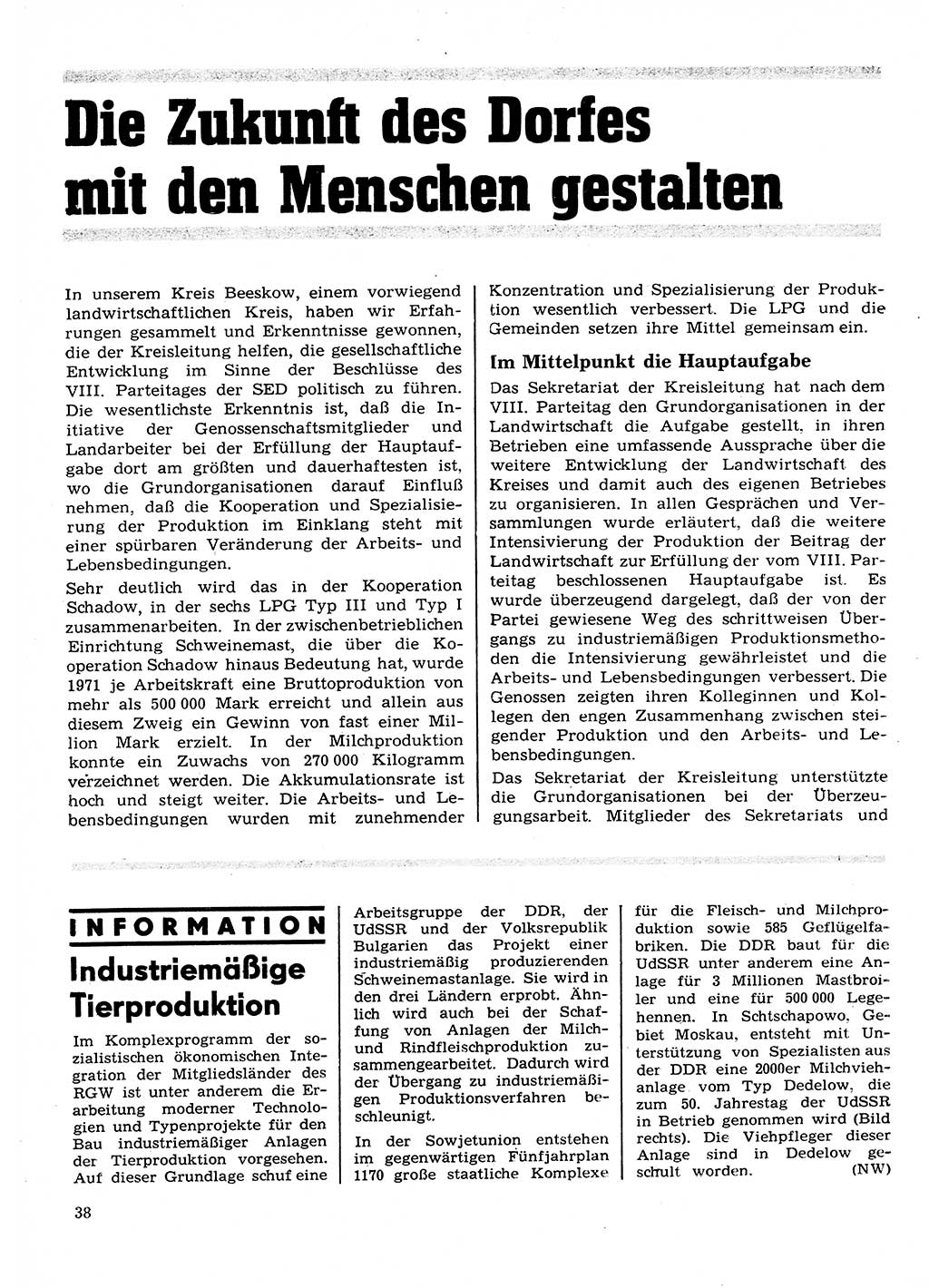 Neuer Weg (NW), Organ des Zentralkomitees (ZK) der SED (Sozialistische Einheitspartei Deutschlands) für Fragen des Parteilebens, 28. Jahrgang [Deutsche Demokratische Republik (DDR)] 1973, Seite 38 (NW ZK SED DDR 1973, S. 38)