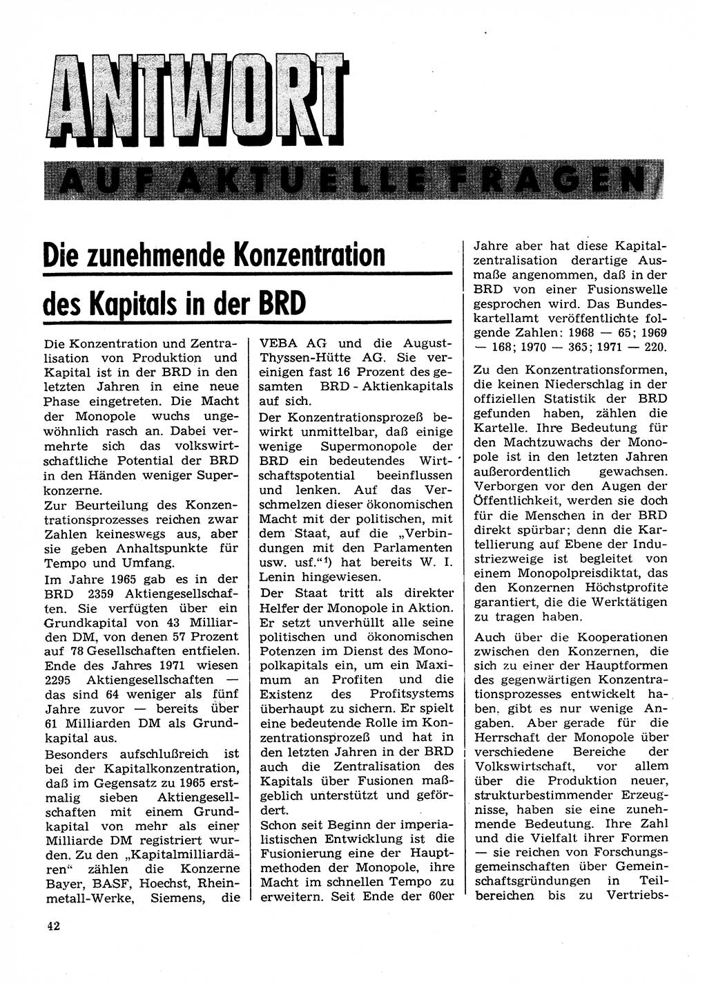 Neuer Weg (NW), Organ des Zentralkomitees (ZK) der SED (Sozialistische Einheitspartei Deutschlands) für Fragen des Parteilebens, 28. Jahrgang [Deutsche Demokratische Republik (DDR)] 1973, Seite 42 (NW ZK SED DDR 1973, S. 42)