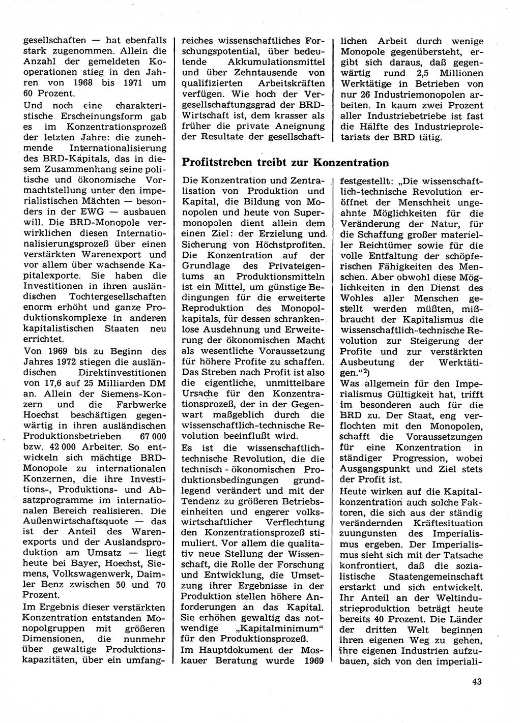 Neuer Weg (NW), Organ des Zentralkomitees (ZK) der SED (Sozialistische Einheitspartei Deutschlands) für Fragen des Parteilebens, 28. Jahrgang [Deutsche Demokratische Republik (DDR)] 1973, Seite 43 (NW ZK SED DDR 1973, S. 43)