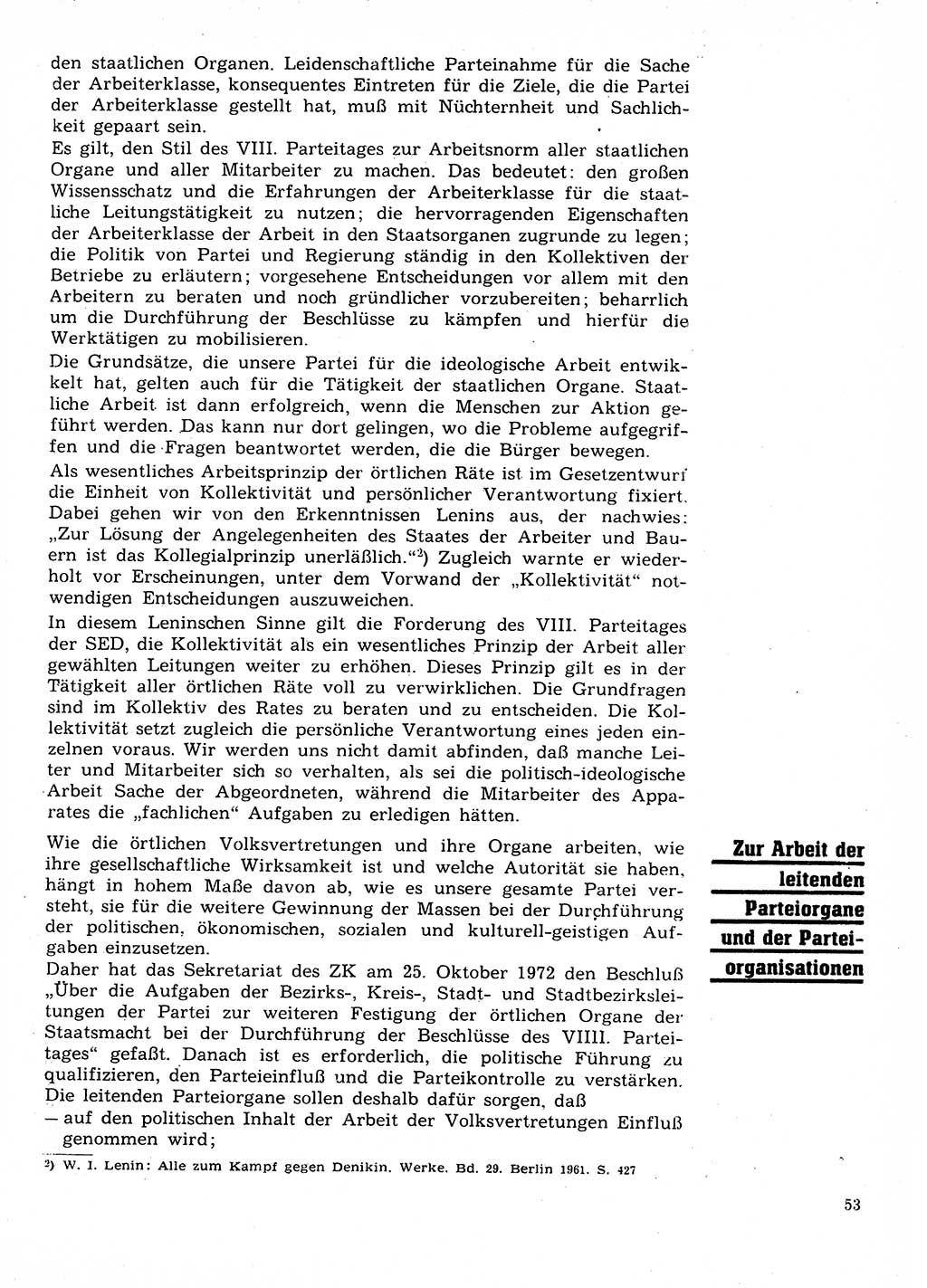 Neuer Weg (NW), Organ des Zentralkomitees (ZK) der SED (Sozialistische Einheitspartei Deutschlands) für Fragen des Parteilebens, 28. Jahrgang [Deutsche Demokratische Republik (DDR)] 1973, Seite 53 (NW ZK SED DDR 1973, S. 53)