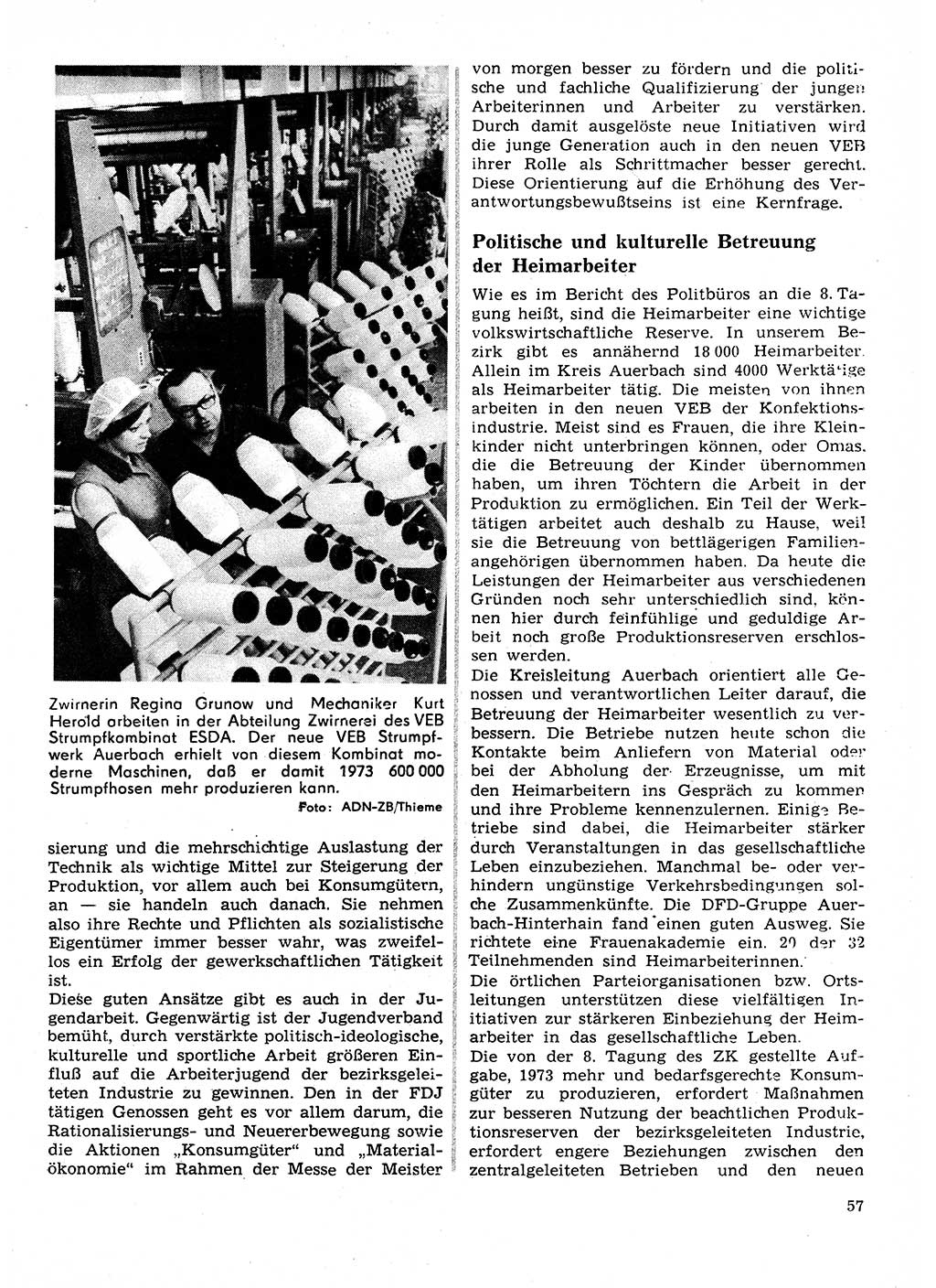 Neuer Weg (NW), Organ des Zentralkomitees (ZK) der SED (Sozialistische Einheitspartei Deutschlands) für Fragen des Parteilebens, 28. Jahrgang [Deutsche Demokratische Republik (DDR)] 1973, Seite 57 (NW ZK SED DDR 1973, S. 57)