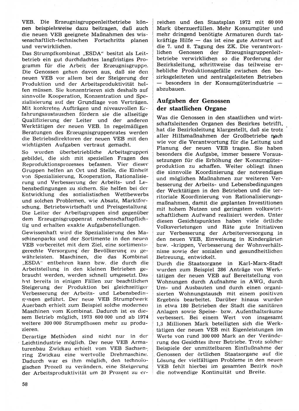 Neuer Weg (NW), Organ des Zentralkomitees (ZK) der SED (Sozialistische Einheitspartei Deutschlands) für Fragen des Parteilebens, 28. Jahrgang [Deutsche Demokratische Republik (DDR)] 1973, Seite 58 (NW ZK SED DDR 1973, S. 58)