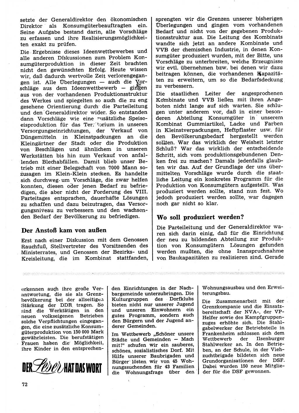 Neuer Weg (NW), Organ des Zentralkomitees (ZK) der SED (Sozialistische Einheitspartei Deutschlands) für Fragen des Parteilebens, 28. Jahrgang [Deutsche Demokratische Republik (DDR)] 1973, Seite 72 (NW ZK SED DDR 1973, S. 72)