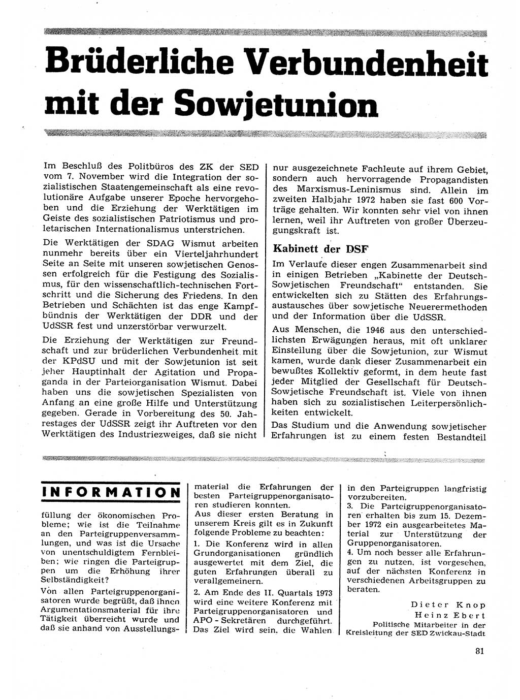 Neuer Weg (NW), Organ des Zentralkomitees (ZK) der SED (Sozialistische Einheitspartei Deutschlands) für Fragen des Parteilebens, 28. Jahrgang [Deutsche Demokratische Republik (DDR)] 1973, Seite 81 (NW ZK SED DDR 1973, S. 81)