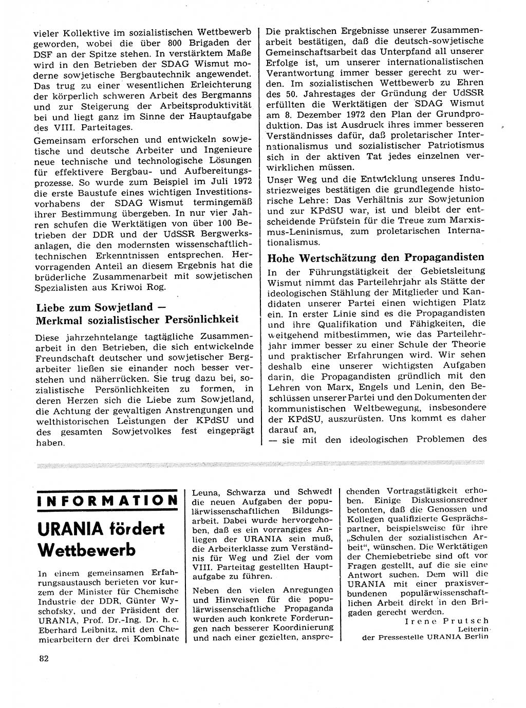 Neuer Weg (NW), Organ des Zentralkomitees (ZK) der SED (Sozialistische Einheitspartei Deutschlands) für Fragen des Parteilebens, 28. Jahrgang [Deutsche Demokratische Republik (DDR)] 1973, Seite 82 (NW ZK SED DDR 1973, S. 82)