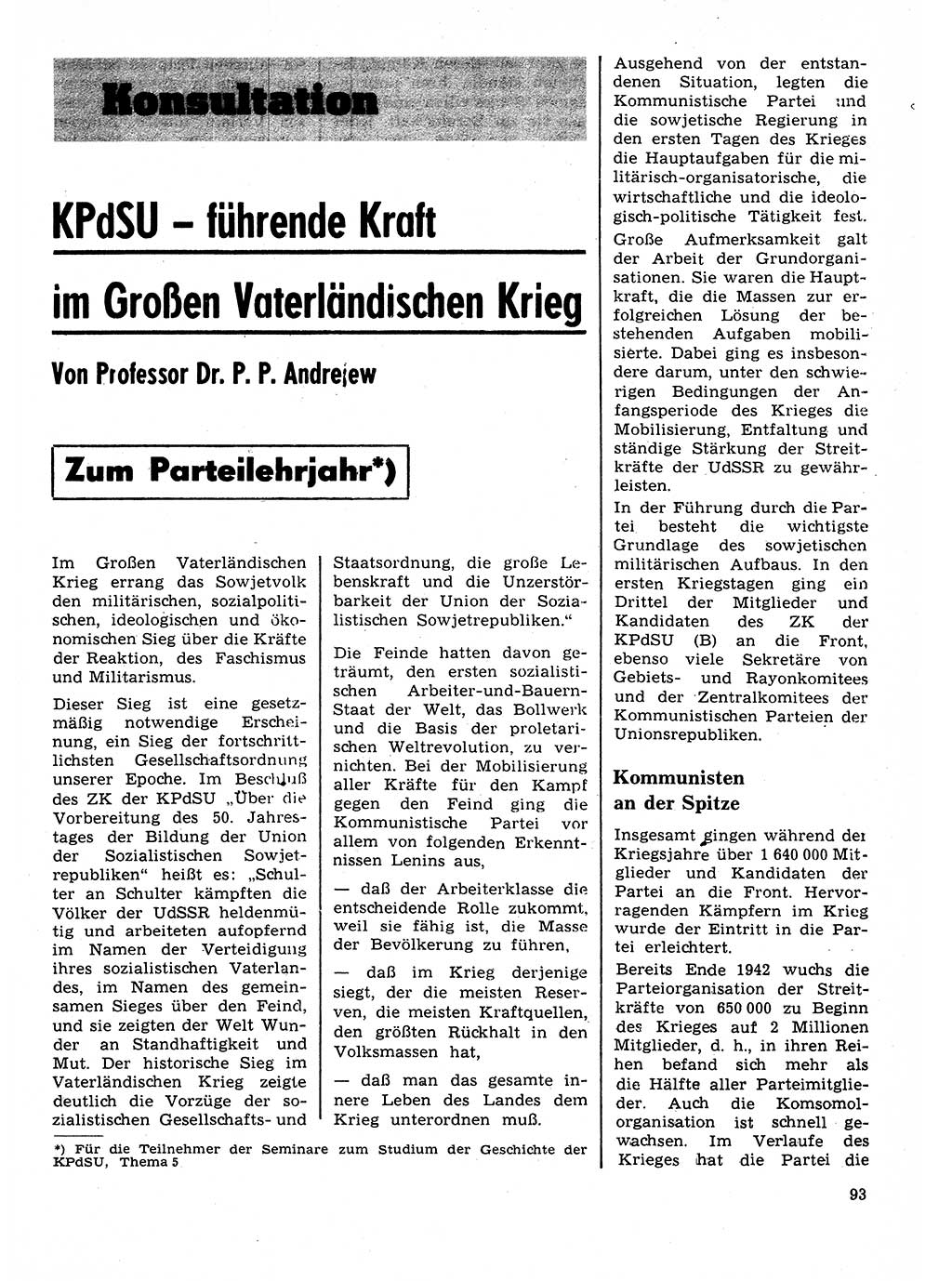 Neuer Weg (NW), Organ des Zentralkomitees (ZK) der SED (Sozialistische Einheitspartei Deutschlands) für Fragen des Parteilebens, 28. Jahrgang [Deutsche Demokratische Republik (DDR)] 1973, Seite 93 (NW ZK SED DDR 1973, S. 93)