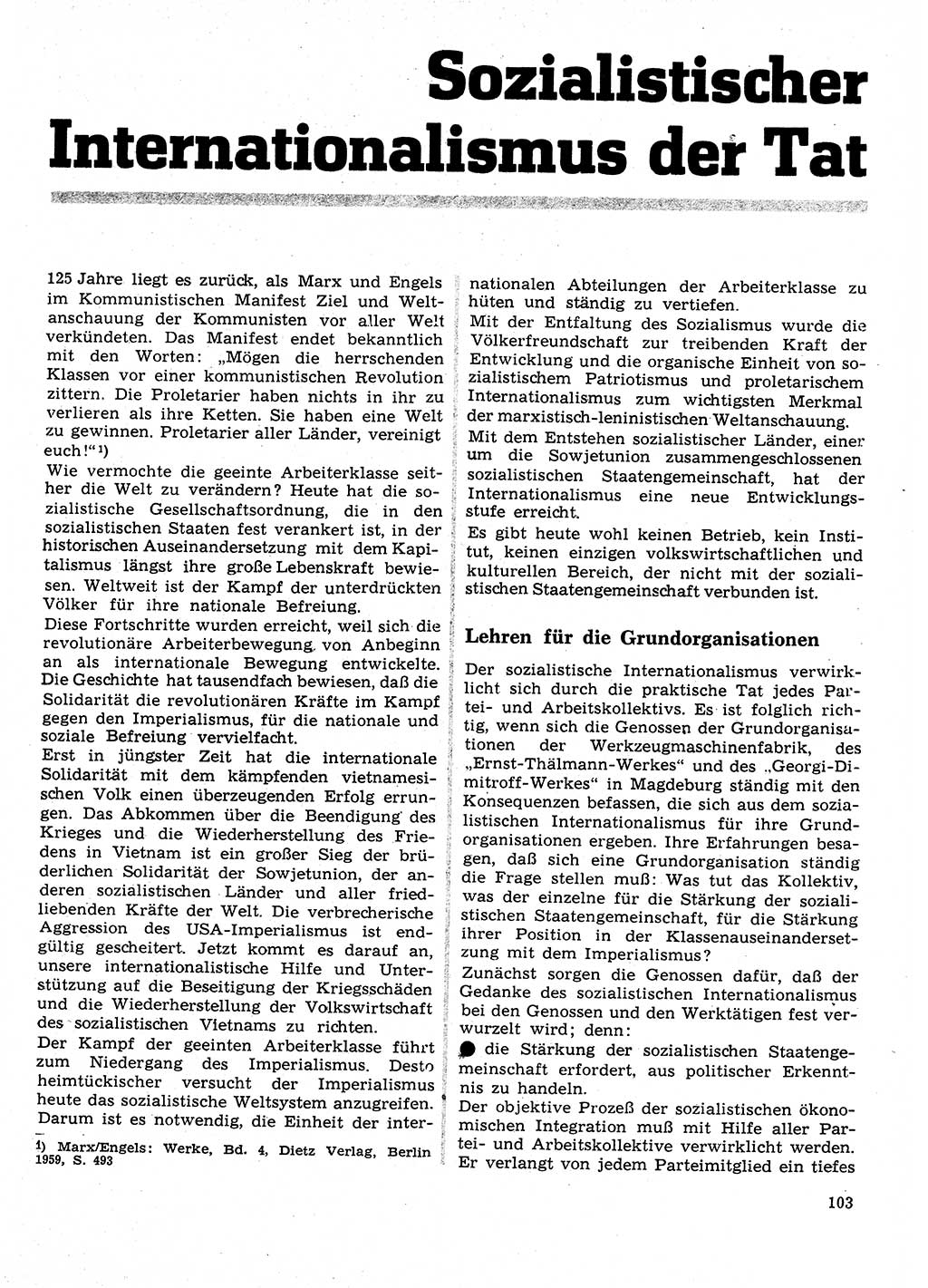 Neuer Weg (NW), Organ des Zentralkomitees (ZK) der SED (Sozialistische Einheitspartei Deutschlands) für Fragen des Parteilebens, 28. Jahrgang [Deutsche Demokratische Republik (DDR)] 1973, Seite 103 (NW ZK SED DDR 1973, S. 103)