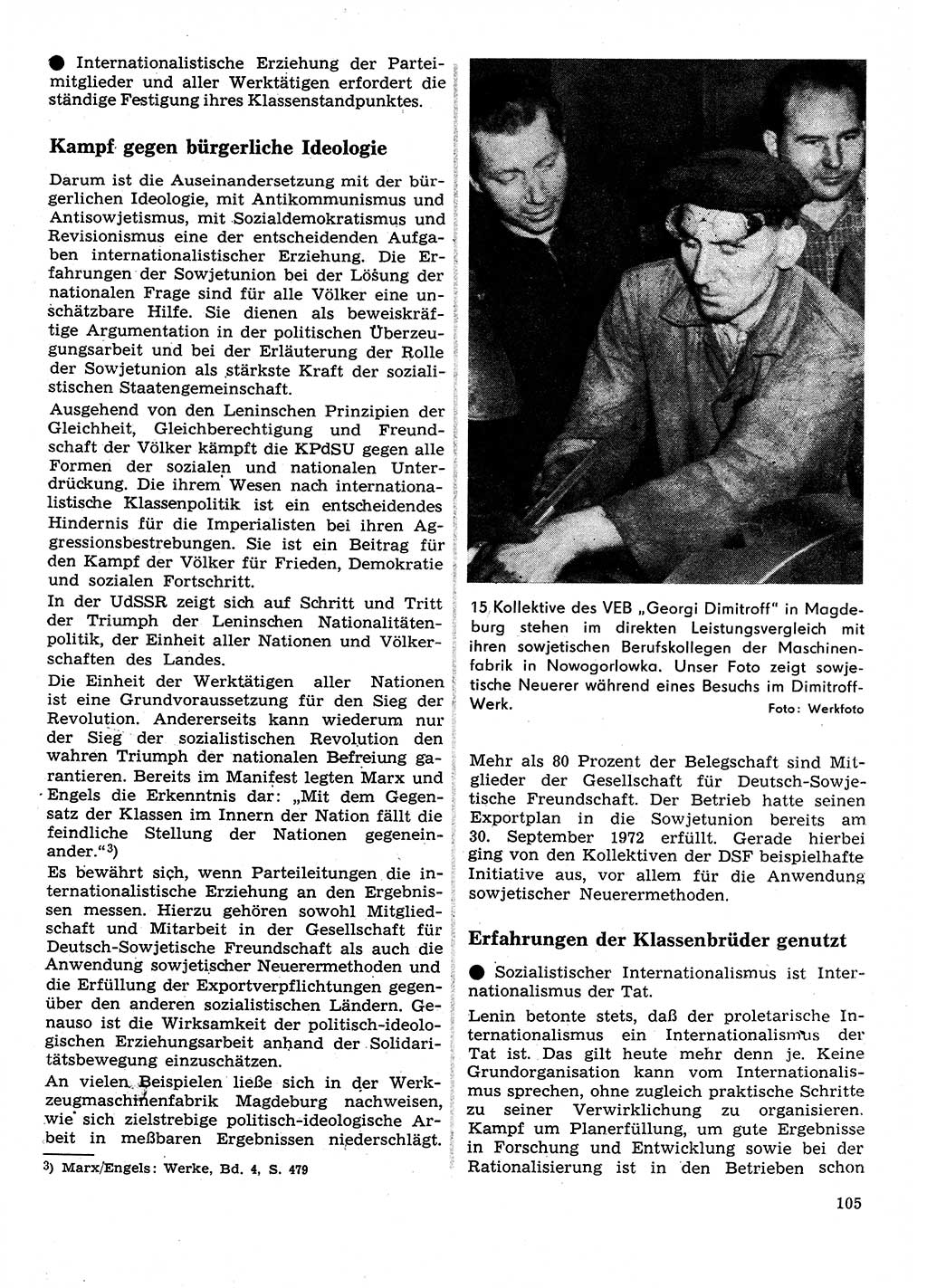 Neuer Weg (NW), Organ des Zentralkomitees (ZK) der SED (Sozialistische Einheitspartei Deutschlands) für Fragen des Parteilebens, 28. Jahrgang [Deutsche Demokratische Republik (DDR)] 1973, Seite 105 (NW ZK SED DDR 1973, S. 105)