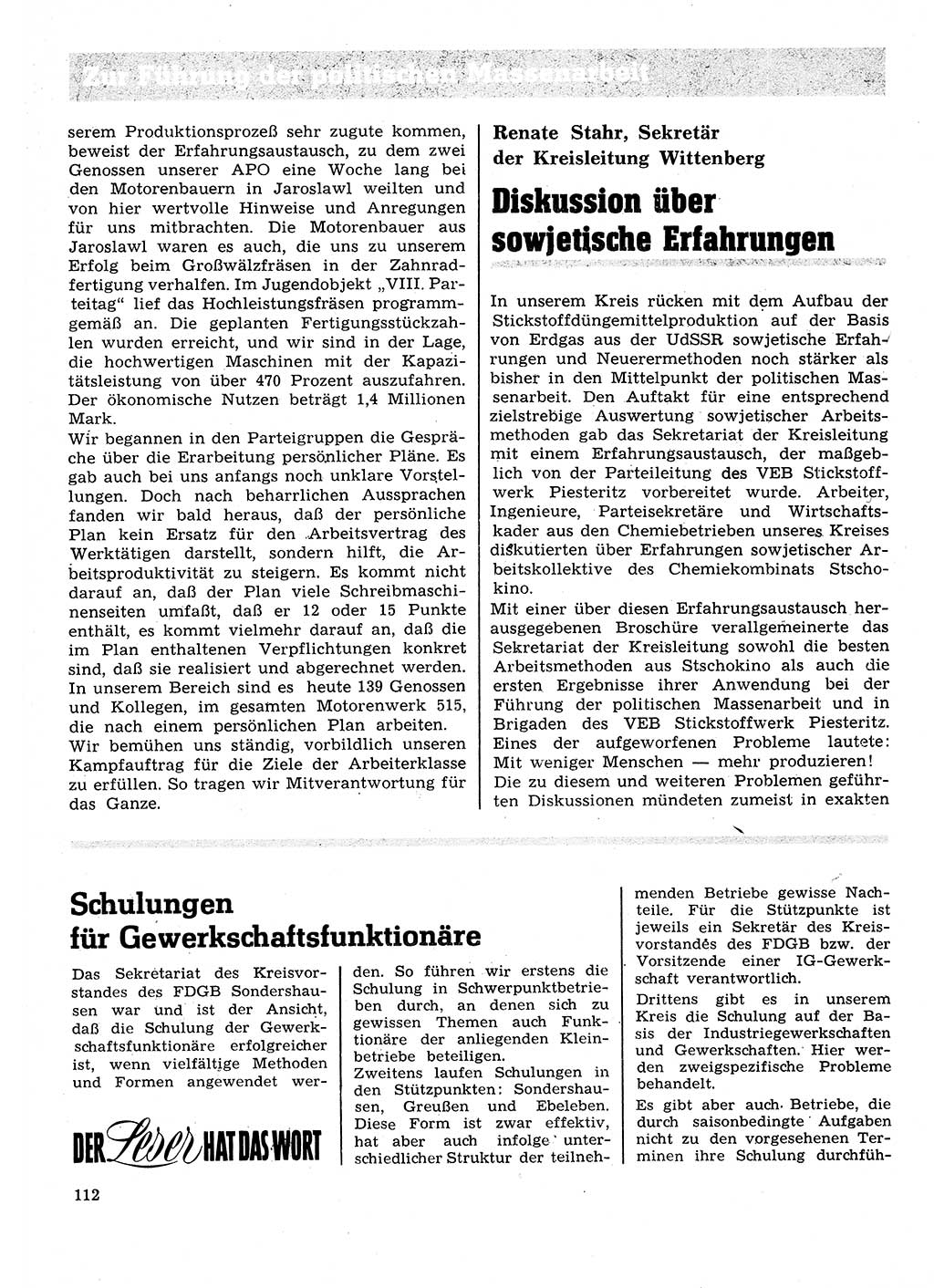 Neuer Weg (NW), Organ des Zentralkomitees (ZK) der SED (Sozialistische Einheitspartei Deutschlands) für Fragen des Parteilebens, 28. Jahrgang [Deutsche Demokratische Republik (DDR)] 1973, Seite 112 (NW ZK SED DDR 1973, S. 112)