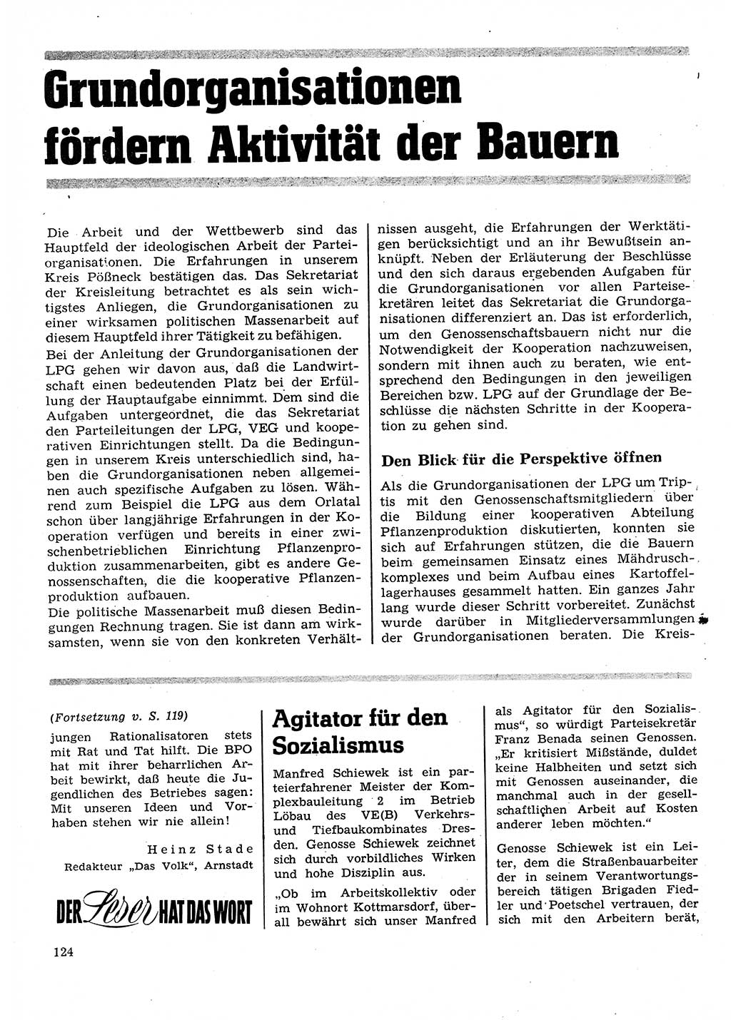 Neuer Weg (NW), Organ des Zentralkomitees (ZK) der SED (Sozialistische Einheitspartei Deutschlands) für Fragen des Parteilebens, 28. Jahrgang [Deutsche Demokratische Republik (DDR)] 1973, Seite 124 (NW ZK SED DDR 1973, S. 124)