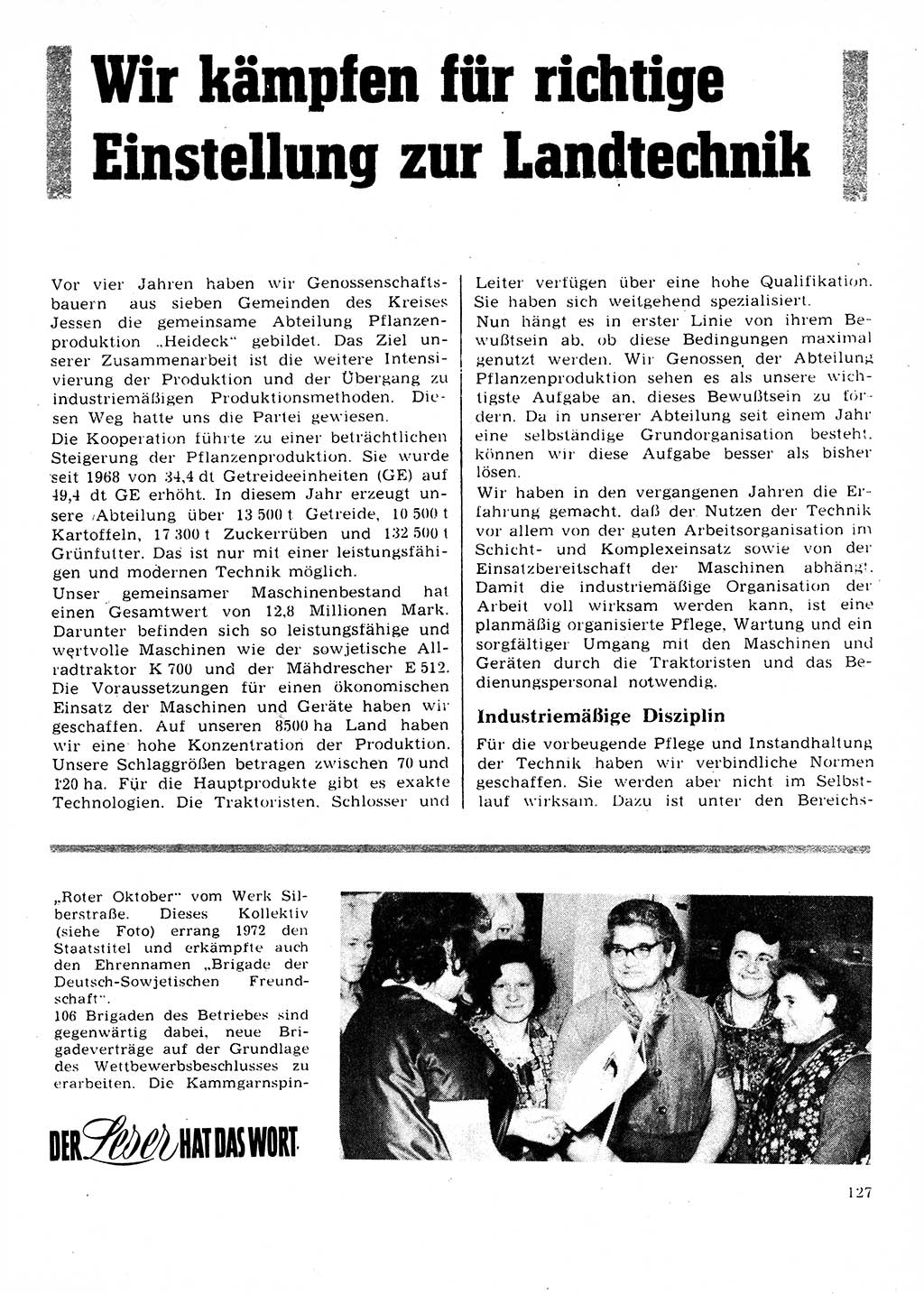 Neuer Weg (NW), Organ des Zentralkomitees (ZK) der SED (Sozialistische Einheitspartei Deutschlands) für Fragen des Parteilebens, 28. Jahrgang [Deutsche Demokratische Republik (DDR)] 1973, Seite 127 (NW ZK SED DDR 1973, S. 127)
