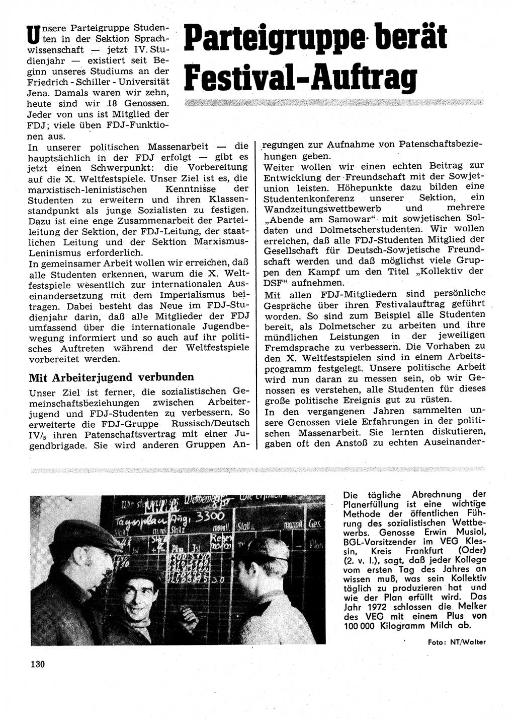 Neuer Weg (NW), Organ des Zentralkomitees (ZK) der SED (Sozialistische Einheitspartei Deutschlands) für Fragen des Parteilebens, 28. Jahrgang [Deutsche Demokratische Republik (DDR)] 1973, Seite 130 (NW ZK SED DDR 1973, S. 130)